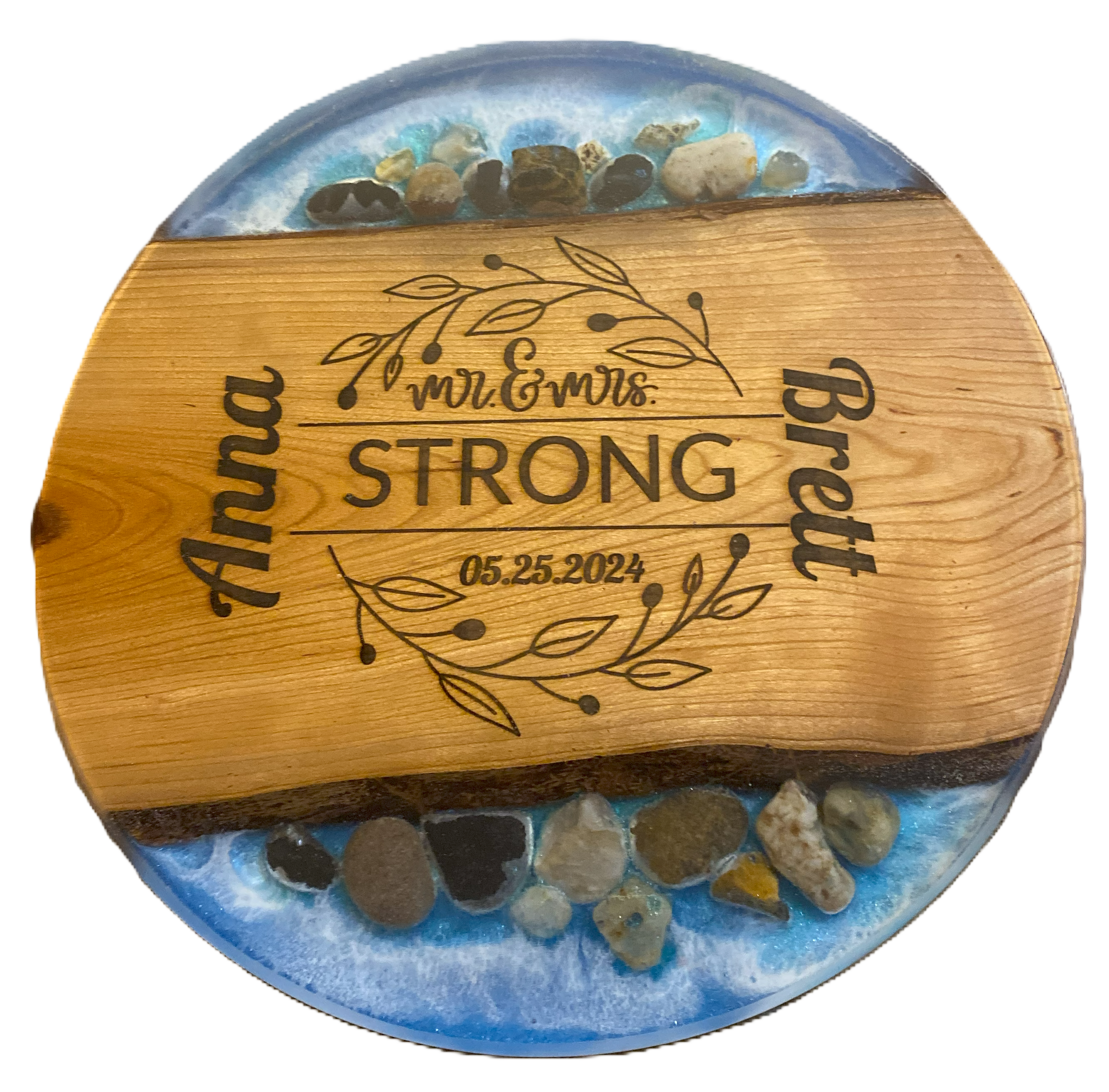 12" or 18" Custom Wedding Wood & Epoxy Lazy Susan with Epoxy River, Rotating Charcuterie Board, Table Centerpiece for Kitchen or Dining Room, Wedding Gift