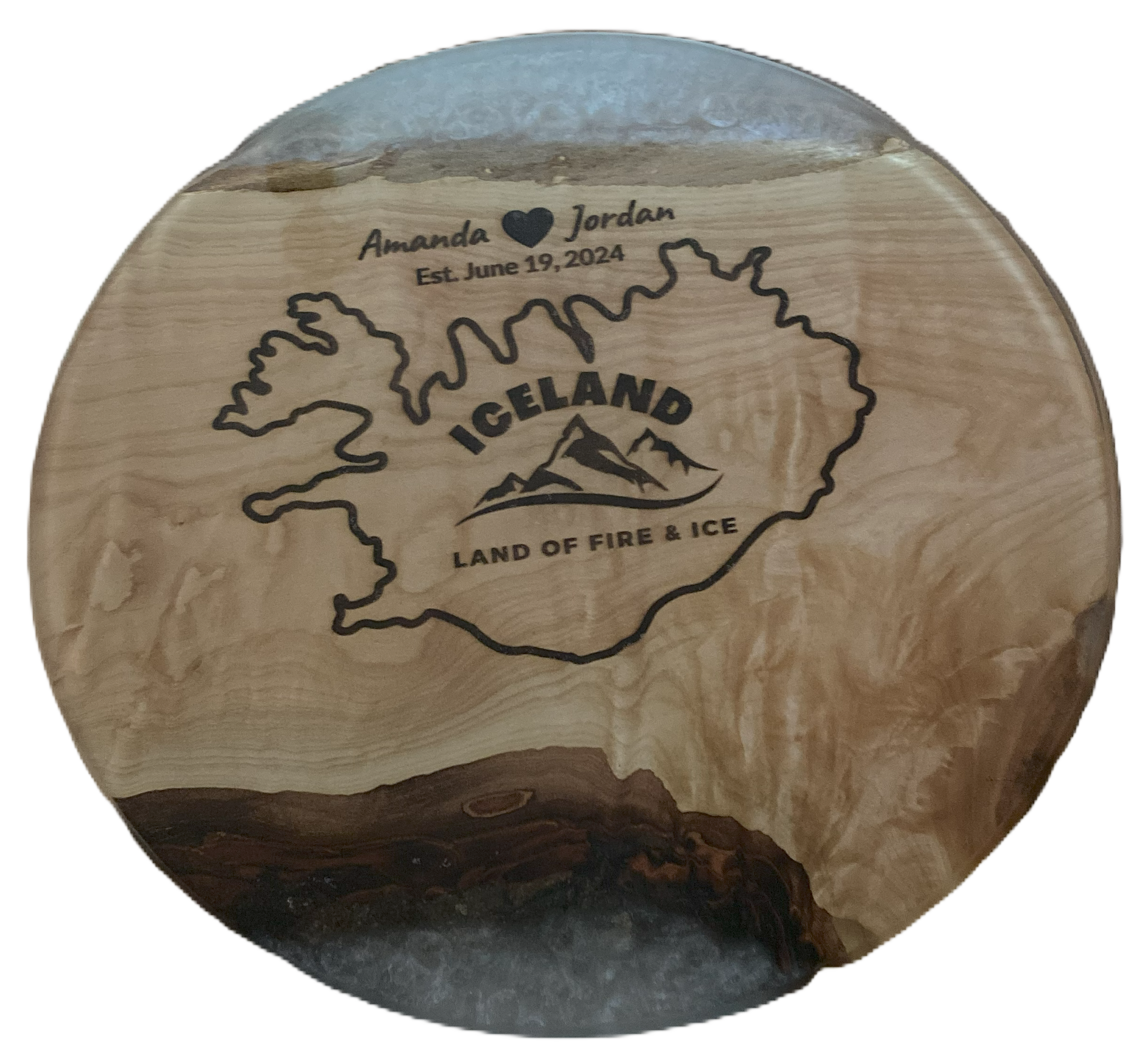 12" or 18" Custom Wedding Wood & Epoxy Lazy Susan with Epoxy River, Rotating Charcuterie Board, Table Centerpiece for Kitchen or Dining Room, Wedding Gift