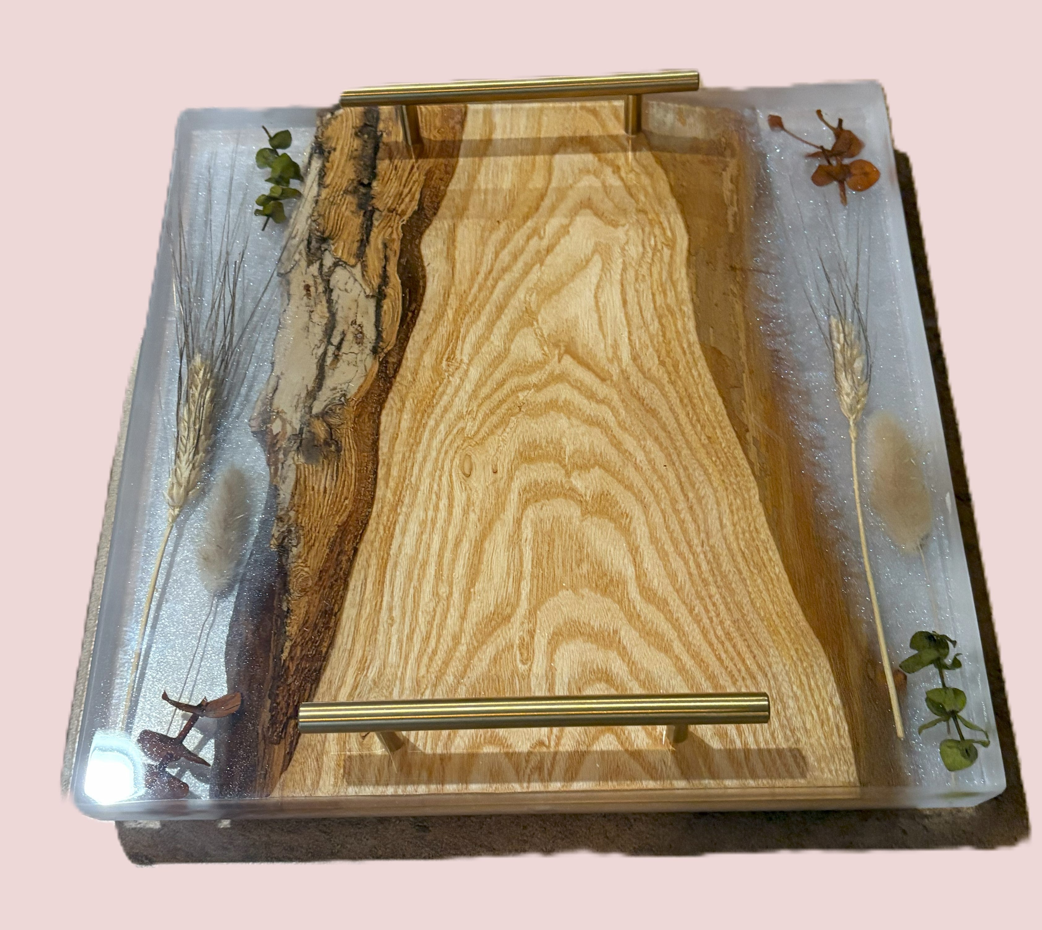 12-inch Charcuterie Board, Serving Tray with Handles, Resin and Hardwood Cheese Board, Kitchen and Dining, Epoxy Resin Art, Gift Idea