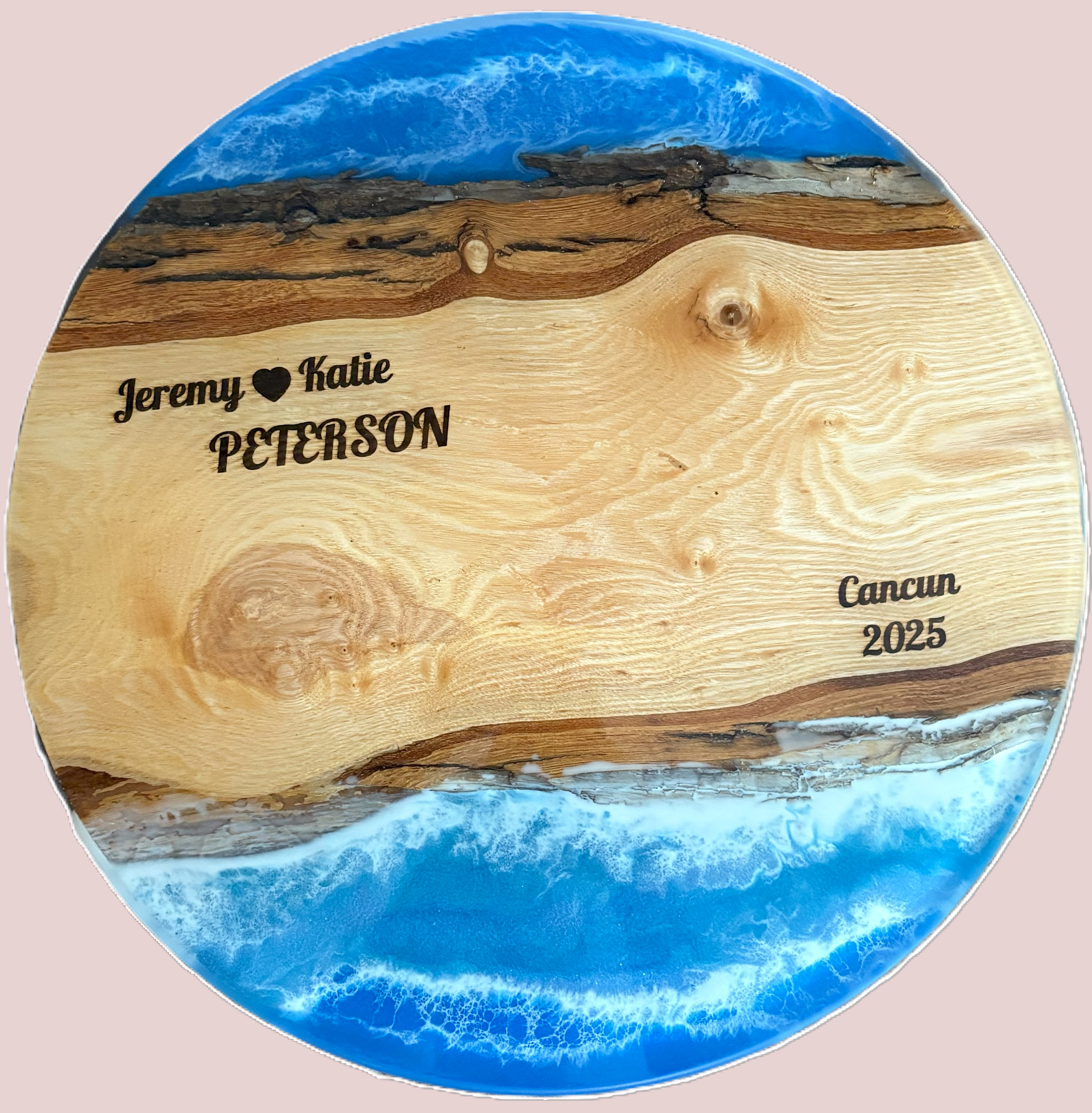 12" or 18" Custom Wedding Wood & Epoxy Lazy Susan with Epoxy River, Rotating Charcuterie Board, Table Centerpiece for Kitchen or Dining Room, Wedding Gift
