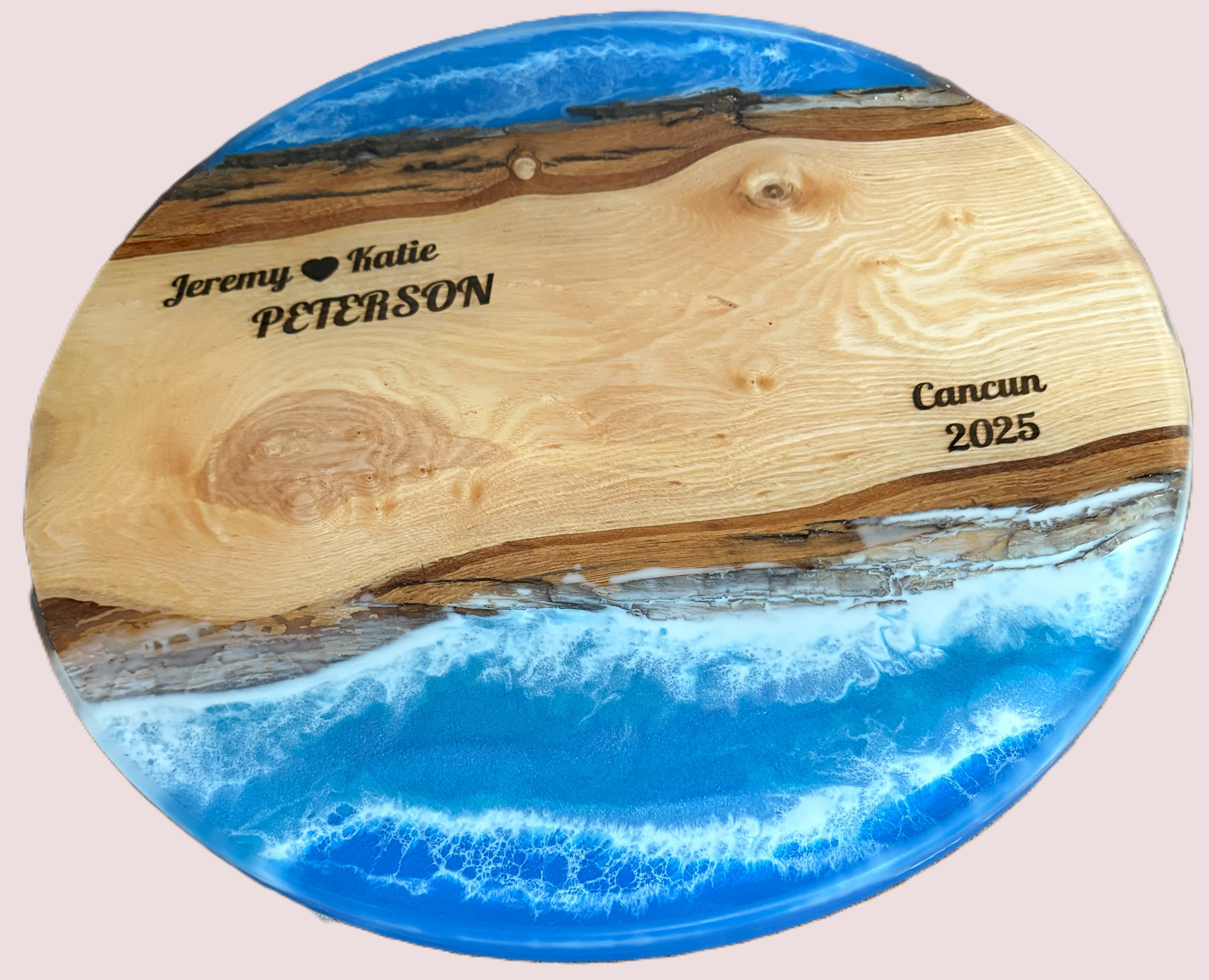 12" or 18" Custom Wedding Wood & Epoxy Lazy Susan with Epoxy River, Rotating Charcuterie Board, Table Centerpiece for Kitchen or Dining Room, Wedding Gift