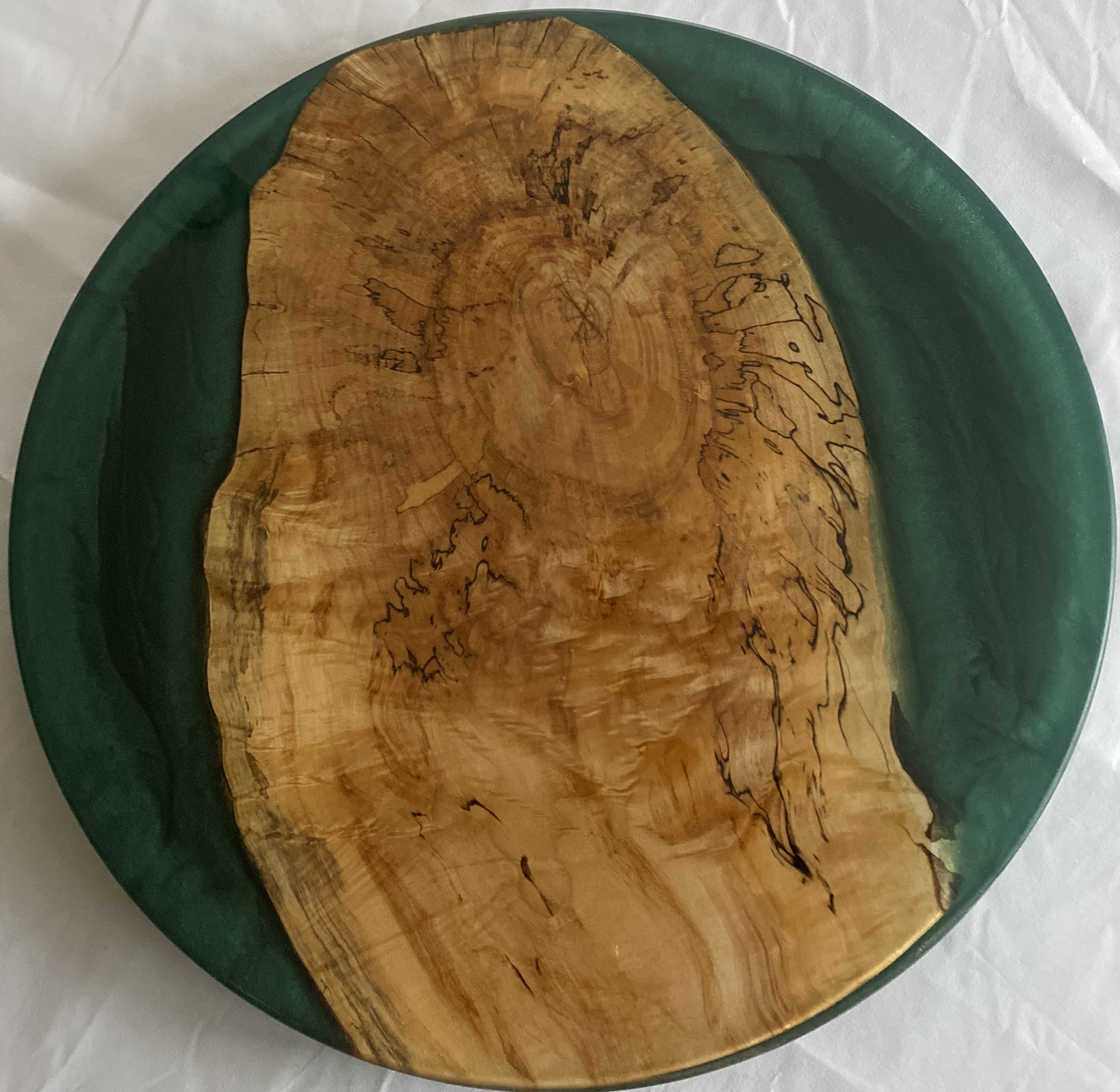 18" Wood & Epoxy Lazy Susan with Epoxy River, Rotating Charcuterie Board, Table Centerpiece for Kitchen or Dining Room, Wedding Gift