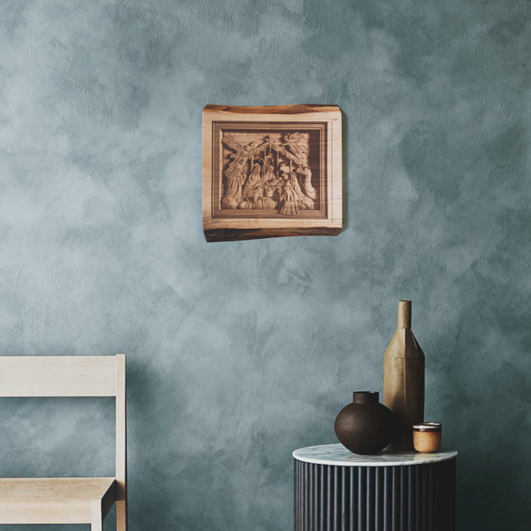 Live Edge Nativity Scene | Engraved Nativity | Religious Wall Art