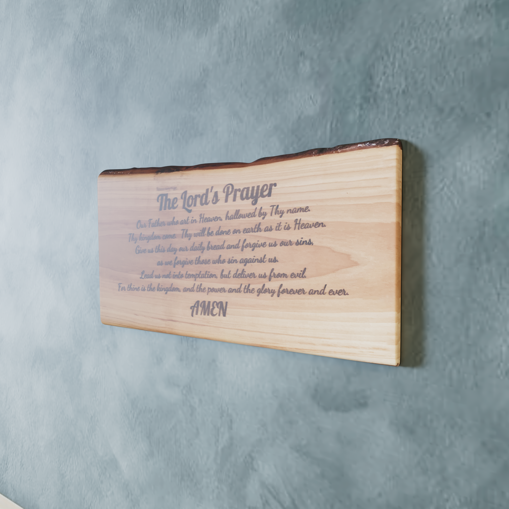 Lord’s Prayer | Live Edge Engraved Religious Wall Art | Wall Art | Christian Wall Art