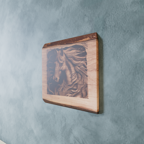 Live Edge Engraved Horse Scene | Engraved Horse Gift | Equestrian Wall Art | Horse Racing