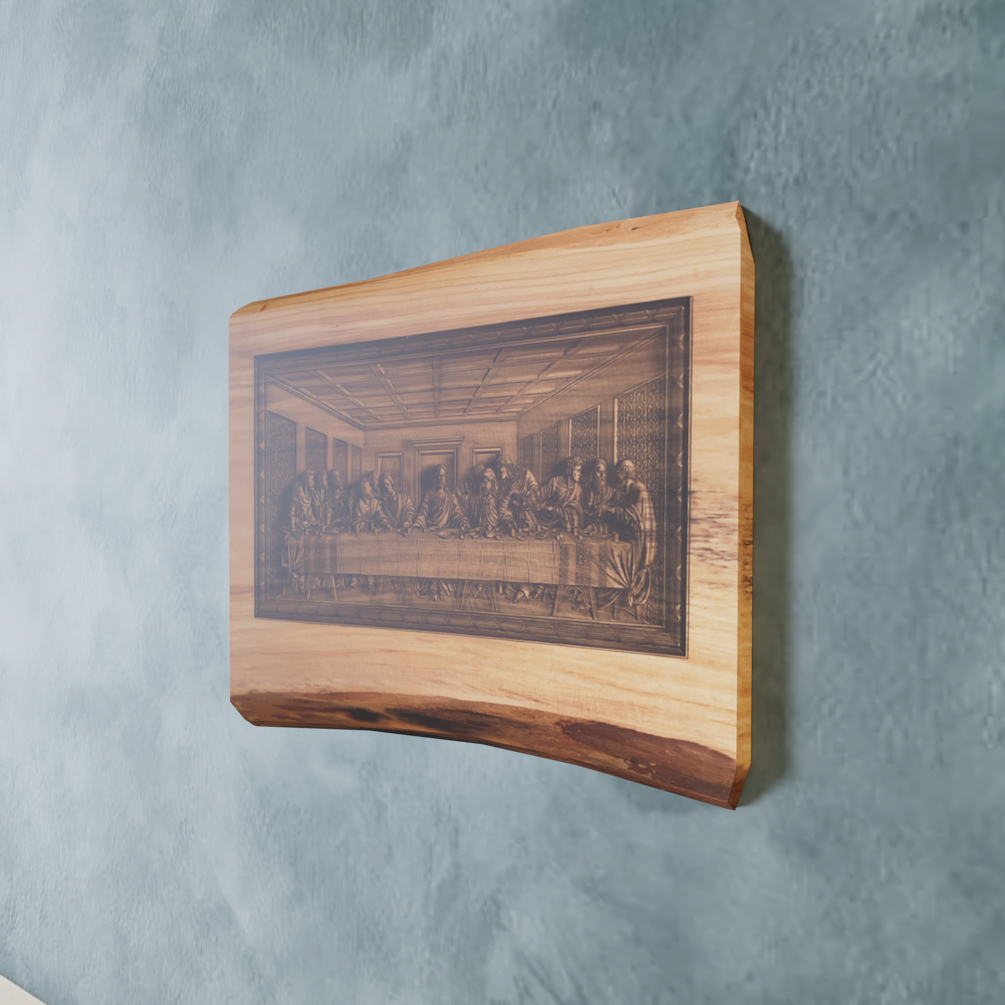 Religious Wall Art | Lord’s Supper | Lord’s Last Supper Live Edge Engraved Wall Art | Christian Wall Art