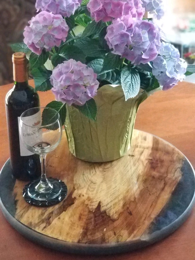 lazy susan for potted plants 18" Wood & Epoxy Lazy Susan with Epoxy River, Rotating Charcuterie Boa – TB Wood Creations