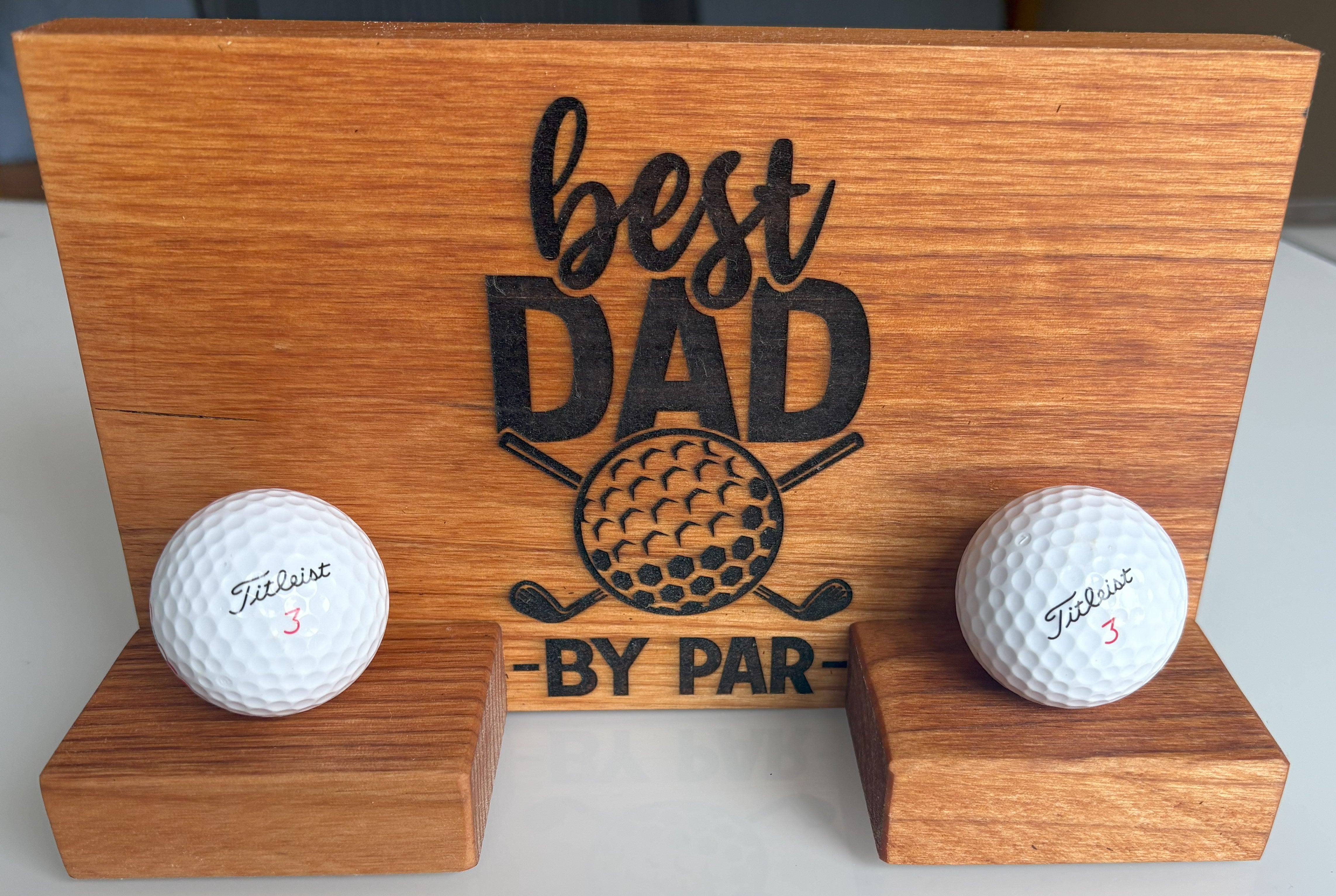 Best Dad by Par Golf Ball Display | I'd Rather Be Golfing Ball Holder | Dad Gift | Father's Gift | Laser Engraved Golf Ball Display
