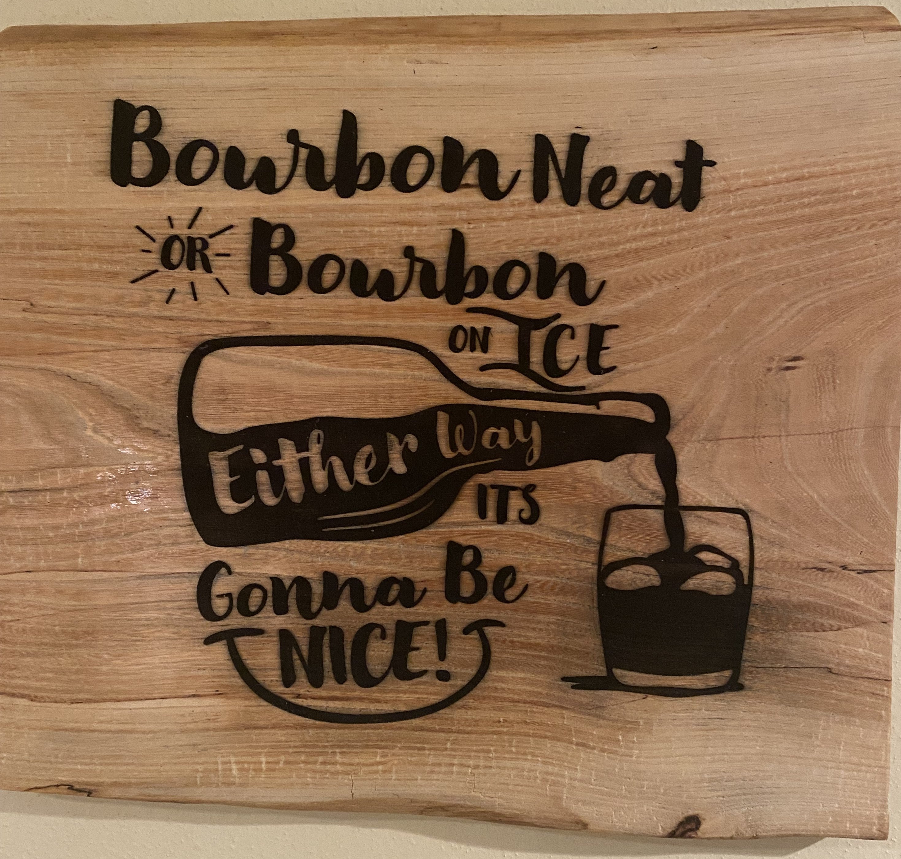 Bourbon Neat or Bourbon on Ice Either Way Its Gonna be Nice Sign