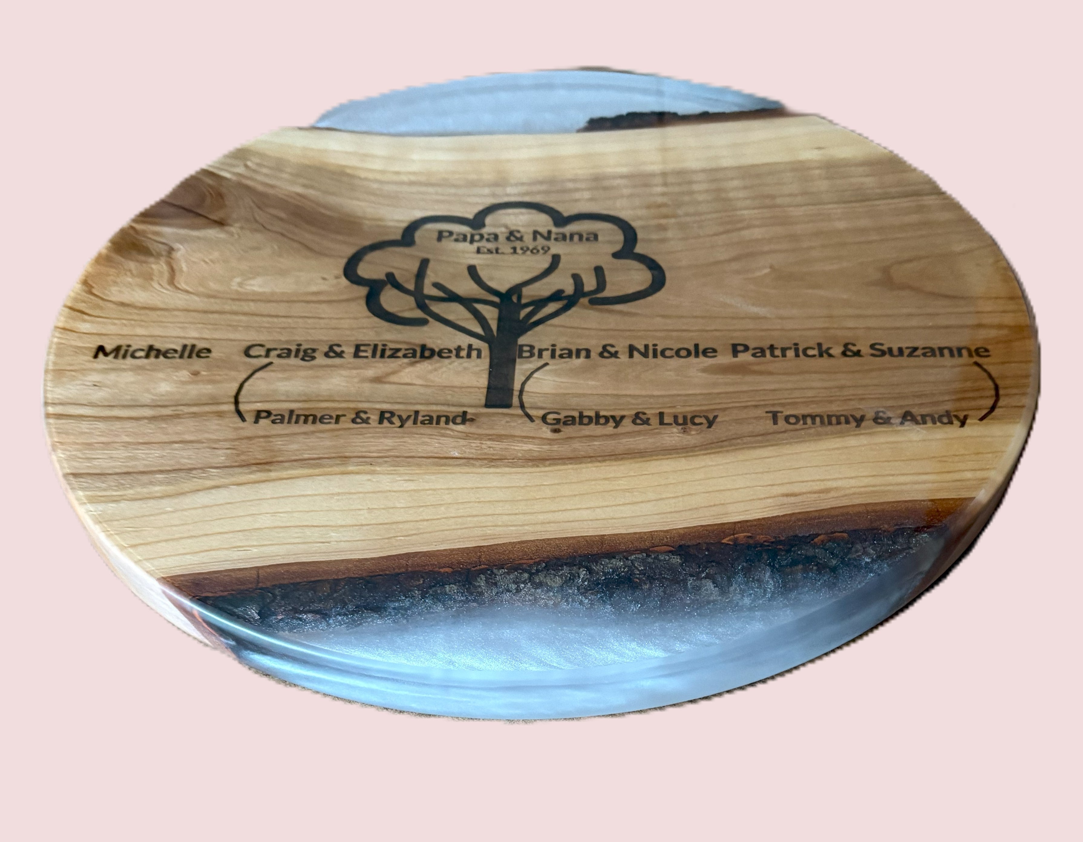 12" or 18" Custom Wedding Wood & Epoxy Lazy Susan with Epoxy River, Rotating Charcuterie Board, Table Centerpiece for Kitchen or Dining Room, Wedding Gift