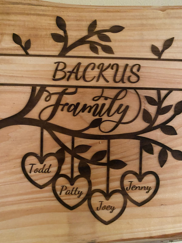 Family Tree | Live Edge Custom Engraved Family Tree