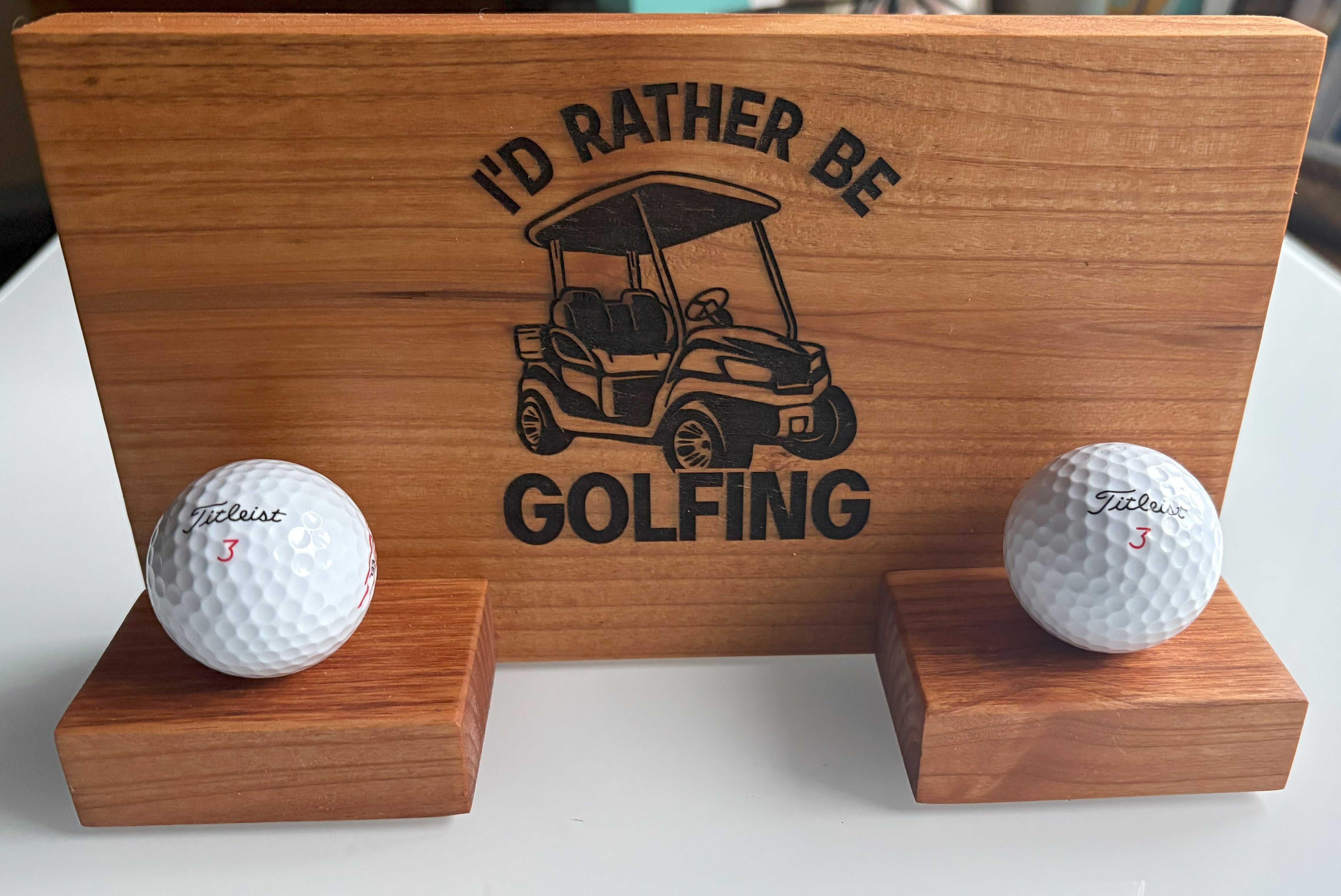 Best Dad by Par Golf Ball Display | I'd Rather Be Golfing Ball Holder | Dad Gift | Father's Gift | Laser Engraved Golf Ball Display