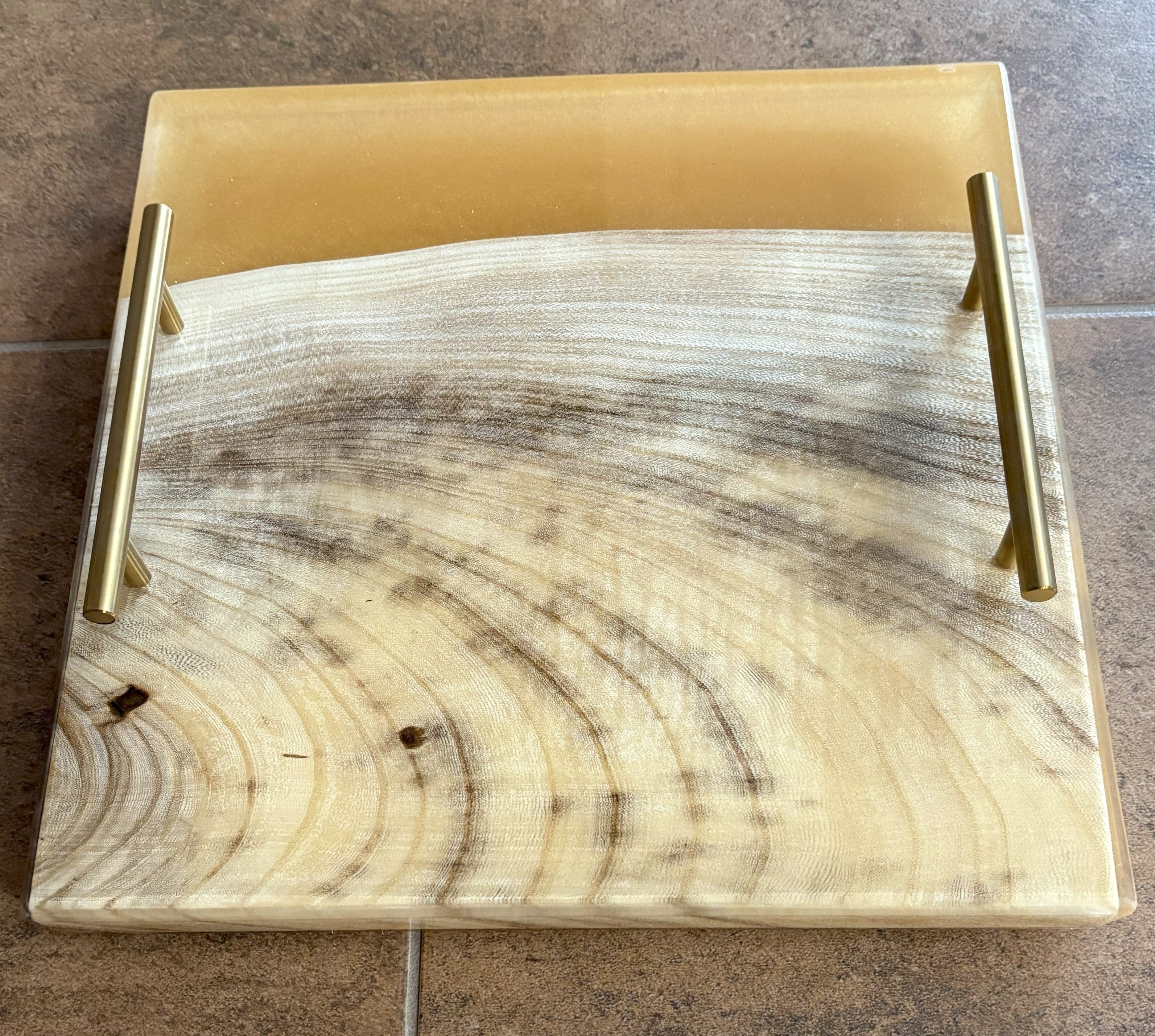 12-inch Charcuterie Board, Serving Tray with Handles, Resin and Hardwood Cheese Board, Kitchen and Dining, Epoxy Resin Art, Gift Idea