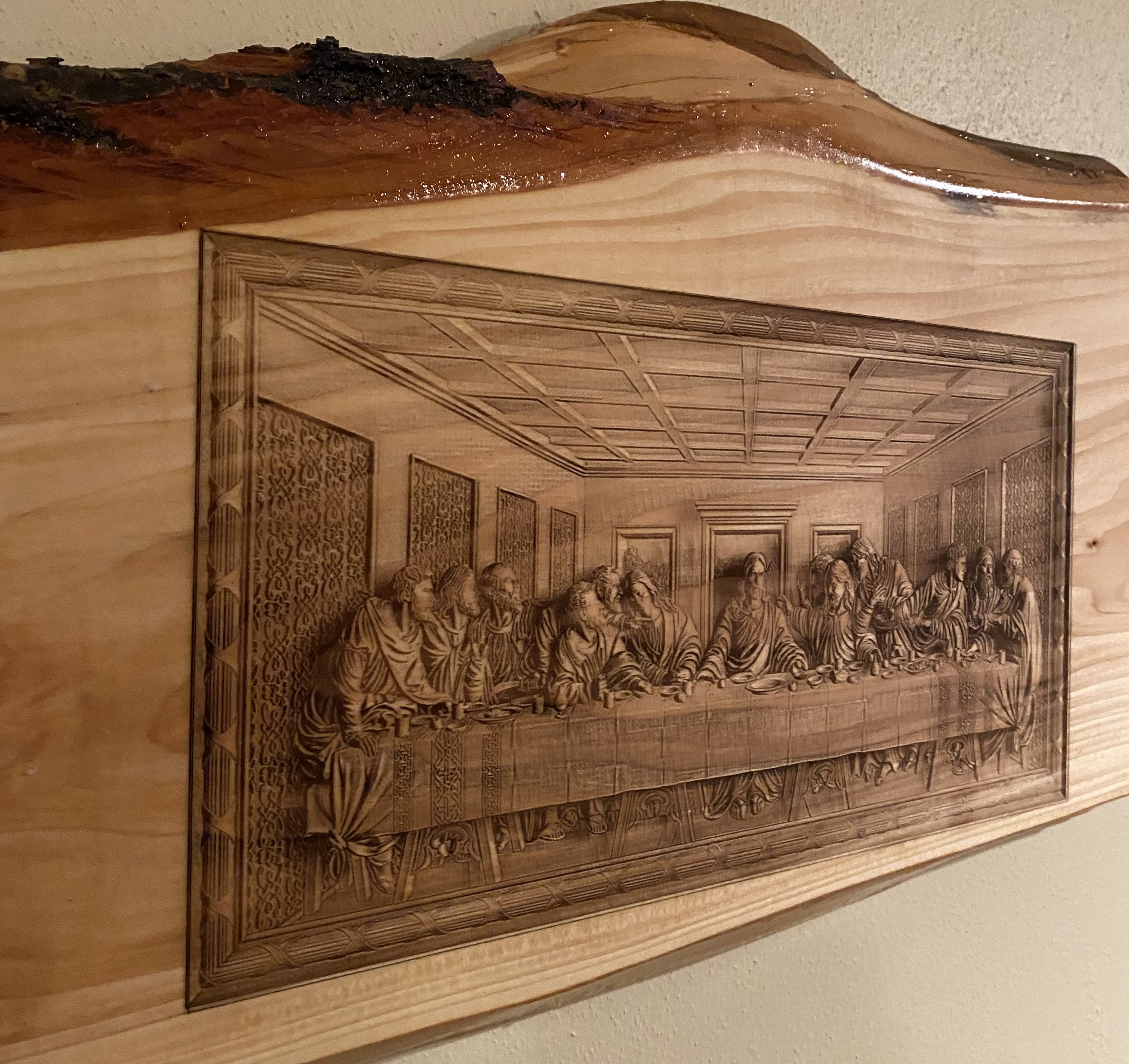 Religious Wall Art | Lord’s Supper | Lord’s Last Supper Live Edge Engraved Wall Art | Christian Wall Art