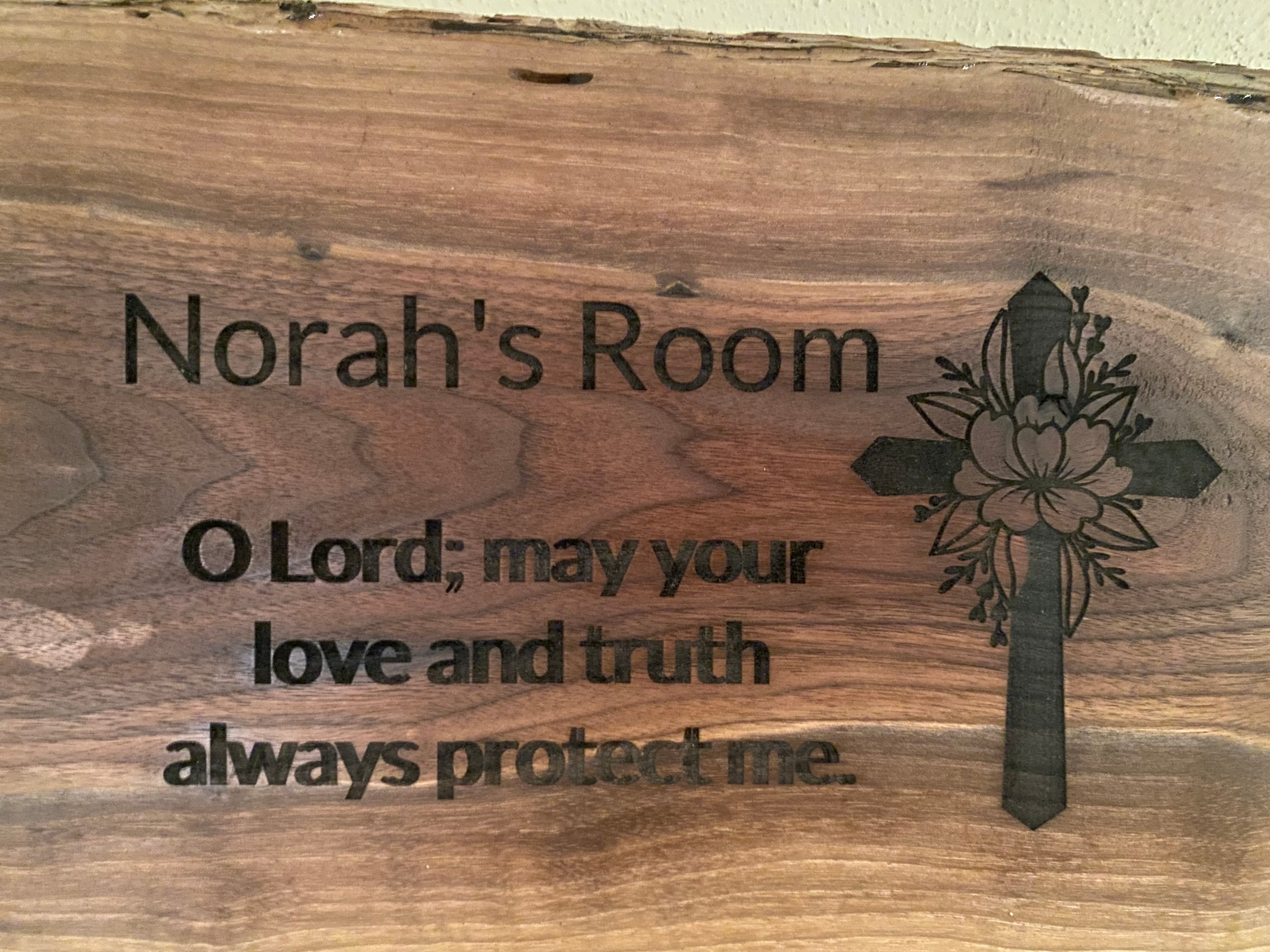 Religious Wall Art | Children's Room Religious Wall Art | Live Edge Engraved Wall Art | Christian Bible Verse