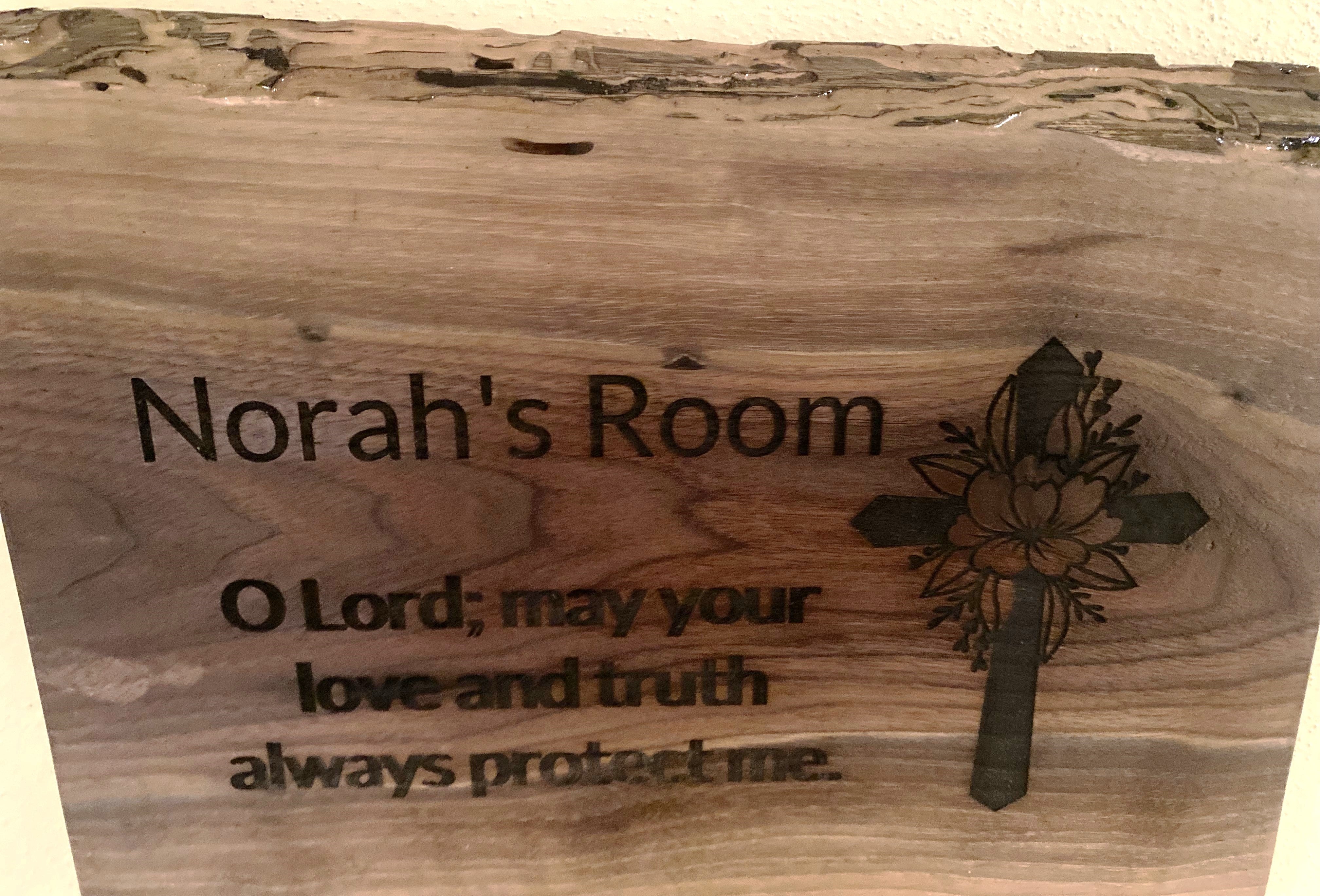 Religious Wall Art | Children's Room Religious Wall Art | Live Edge Engraved Wall Art | Christian Bible Verse