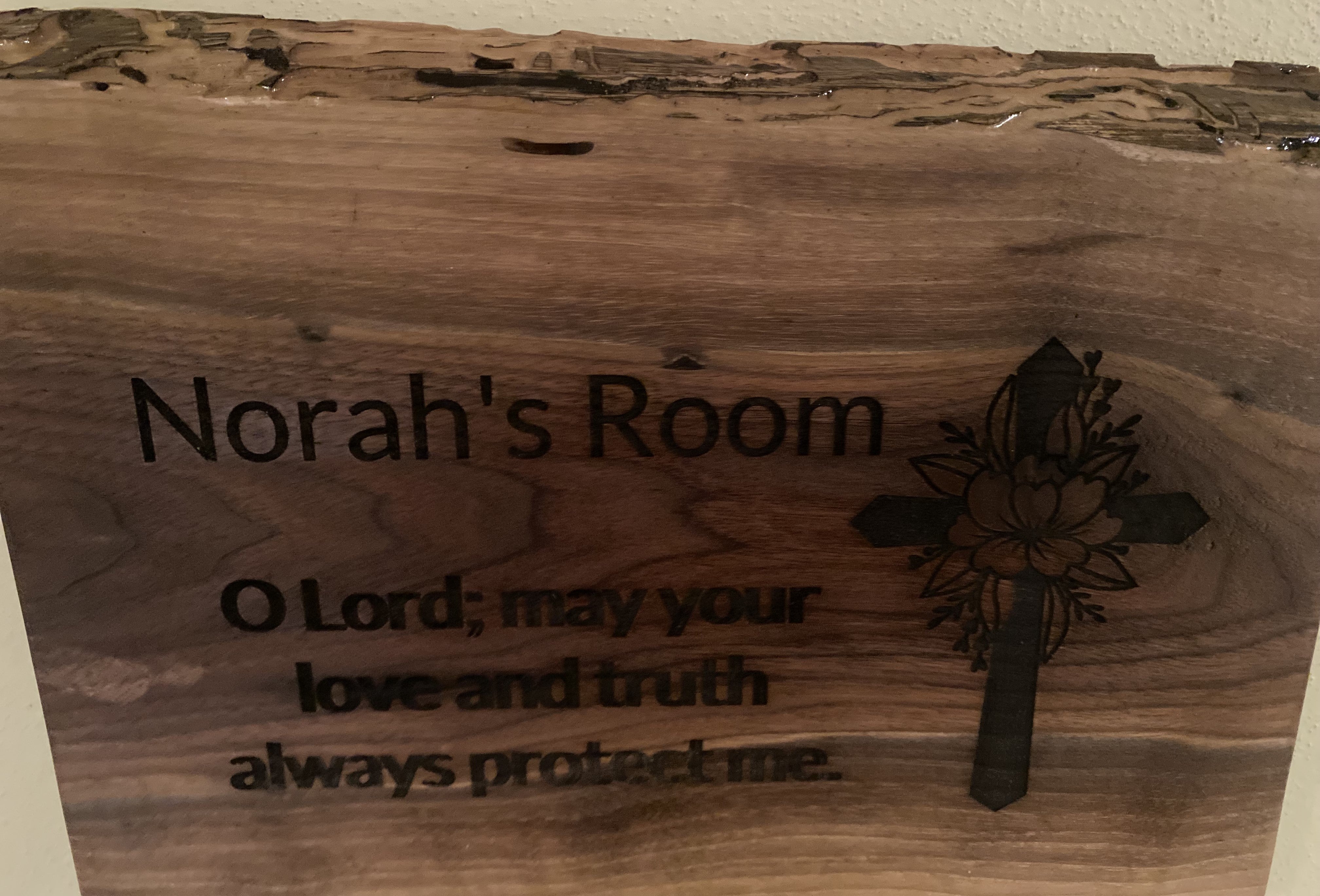 Religious Sign | Children's Room Sign with Bible Passage | Live Edge Engraved Sign | Wall Art | Christian Wall Art