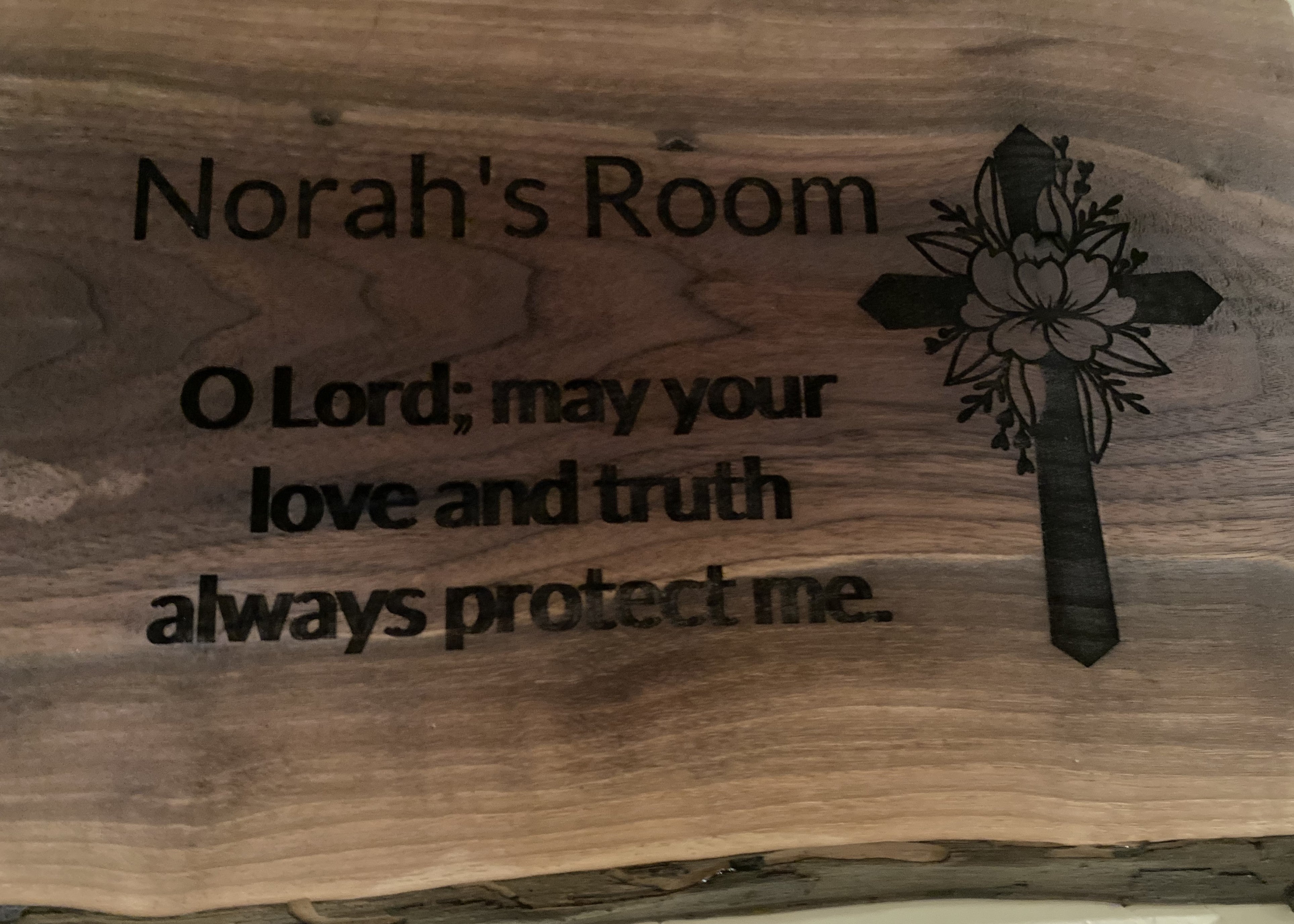 Religious Sign | Children's Room Sign with Bible Passage | Live Edge Engraved Sign | Wall Art | Christian Wall Art