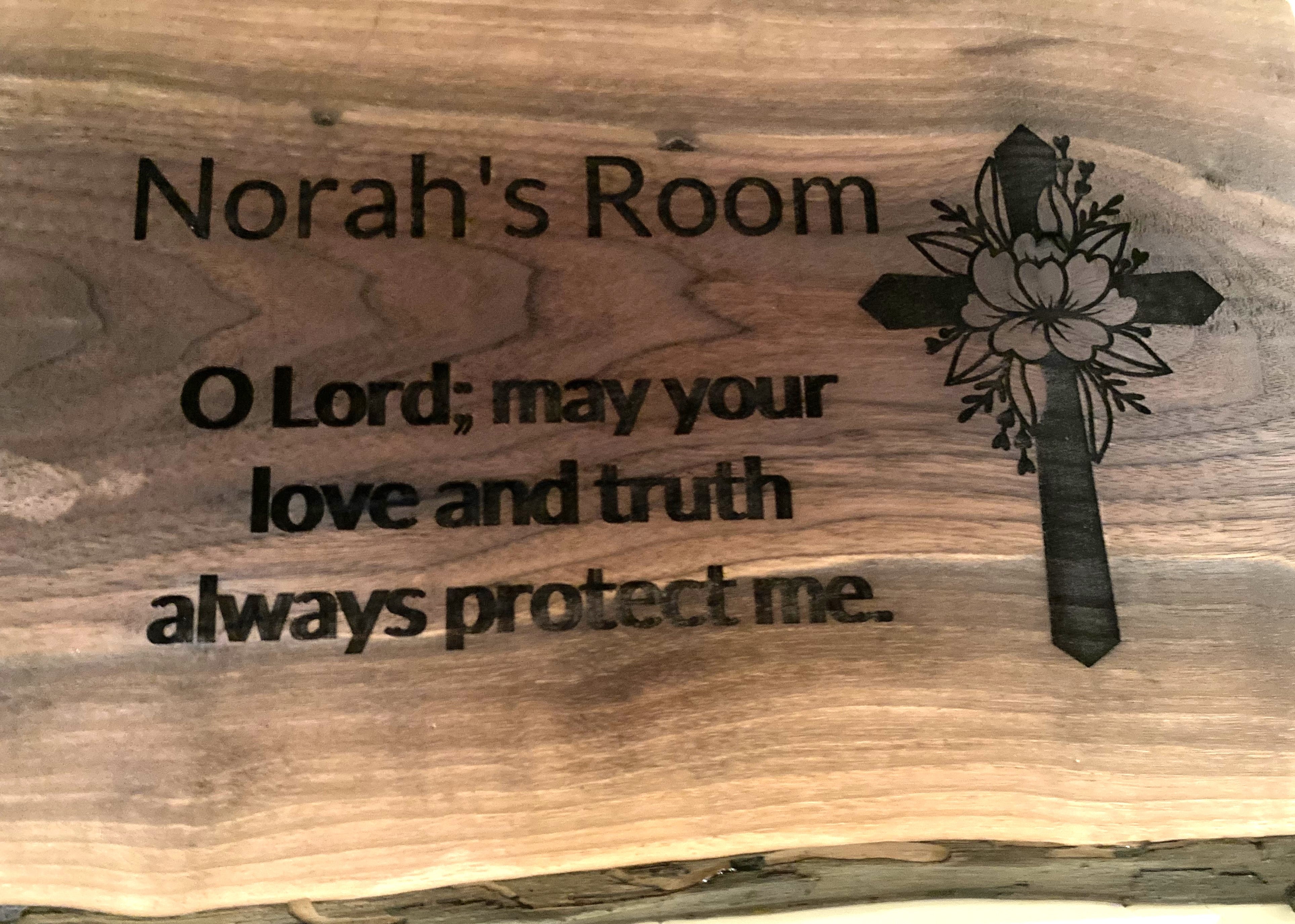 Religious Wall Art | Children's Room Religious Wall Art | Live Edge Engraved Wall Art | Christian Bible Verse