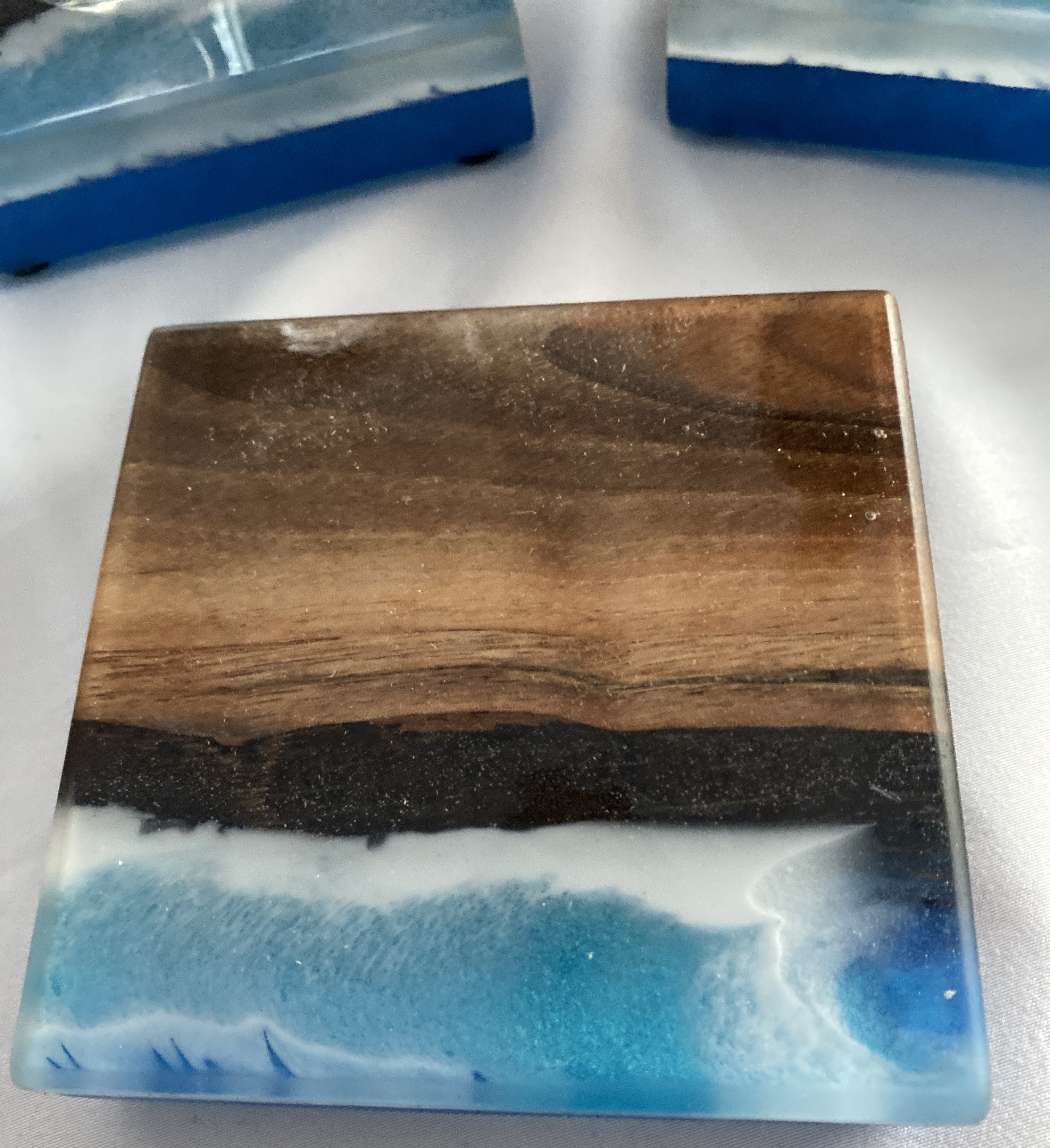 Epoxy and Wood Coasters | Bar Coasters | Home Decor Coasters | Water Scene Coasters | River Coasters