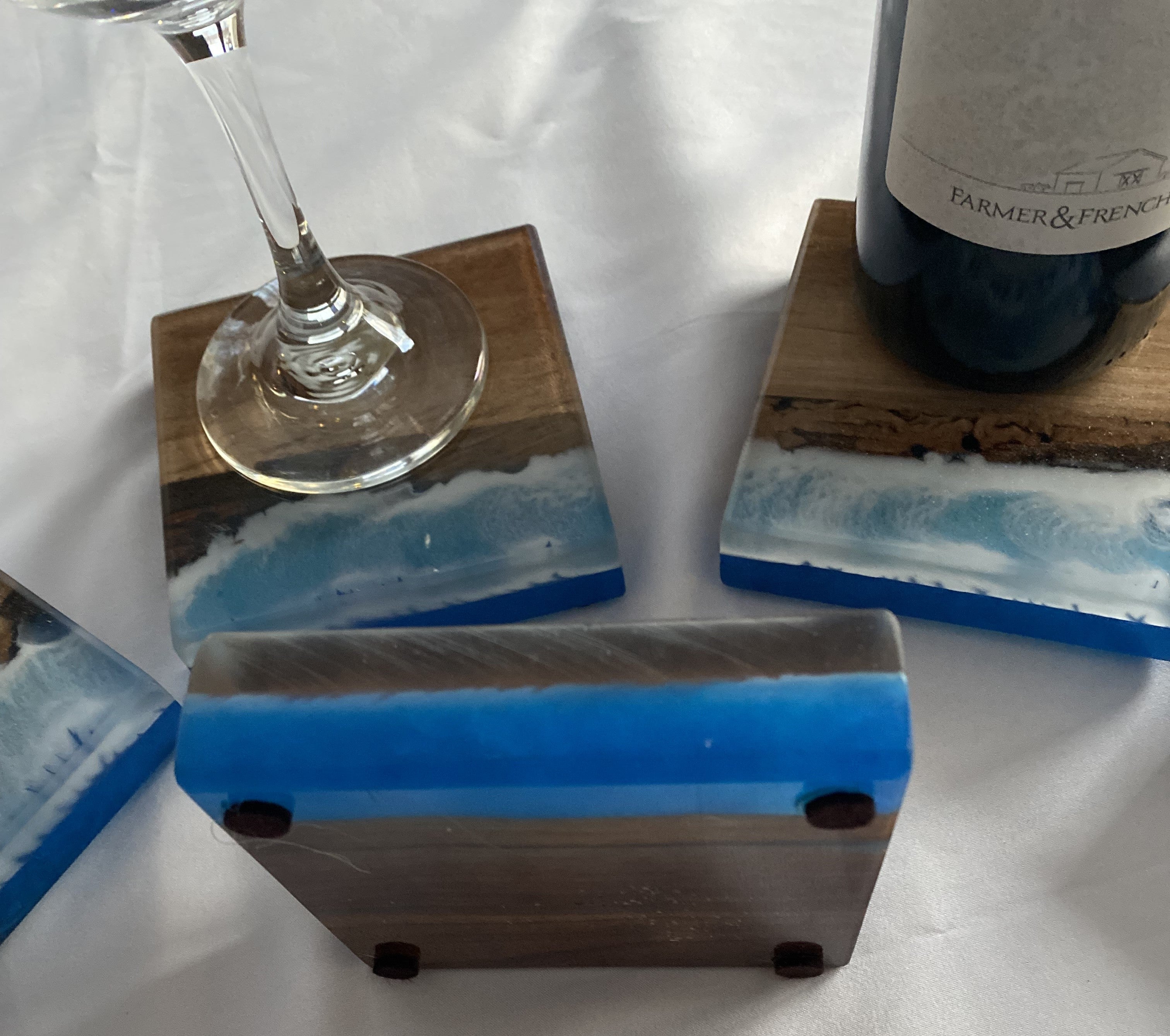 Epoxy and Wood Coasters | Bar Coasters | Home Decor Coasters | Water Scene Coasters | River Coasters