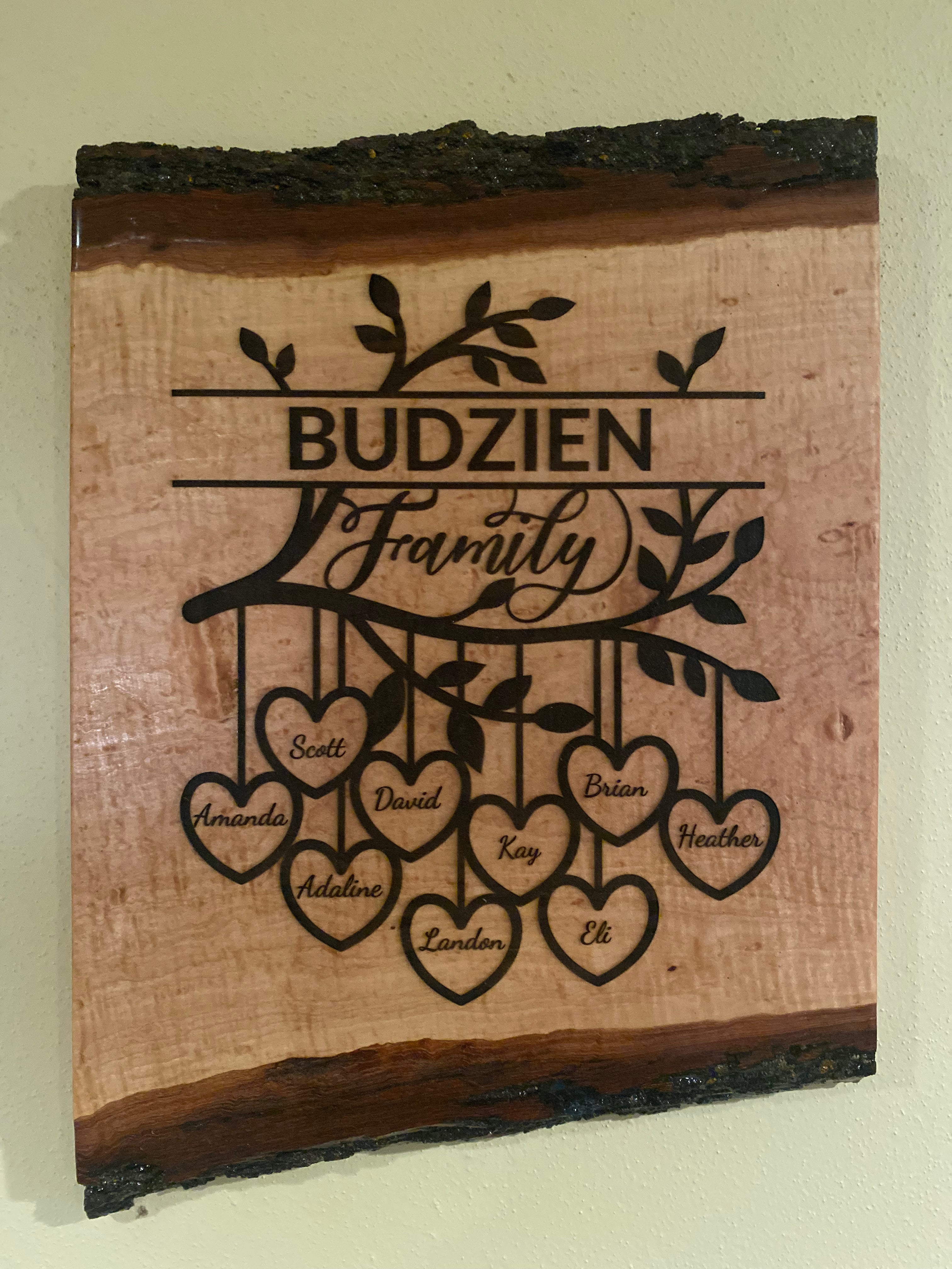 Tree Card Edge Family Tree | Live Edge Custom Engraved Family Tree – TB Wood Creations