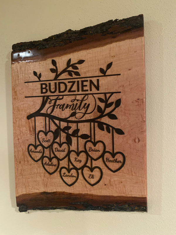Family Tree | Live Edge Custom Engraved Family Tree
