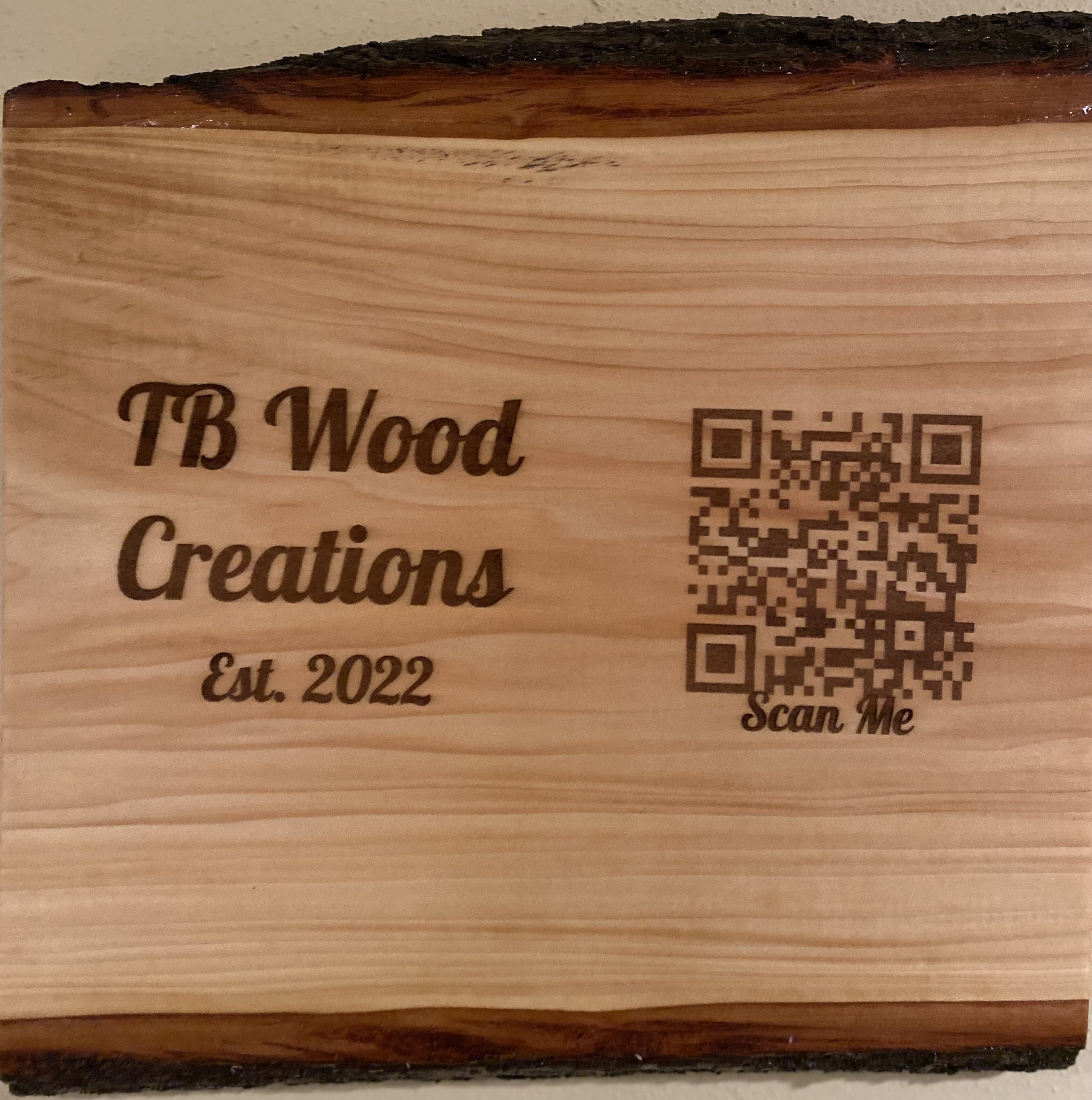 Custom Live Edge Business Sign Panel With QR Code