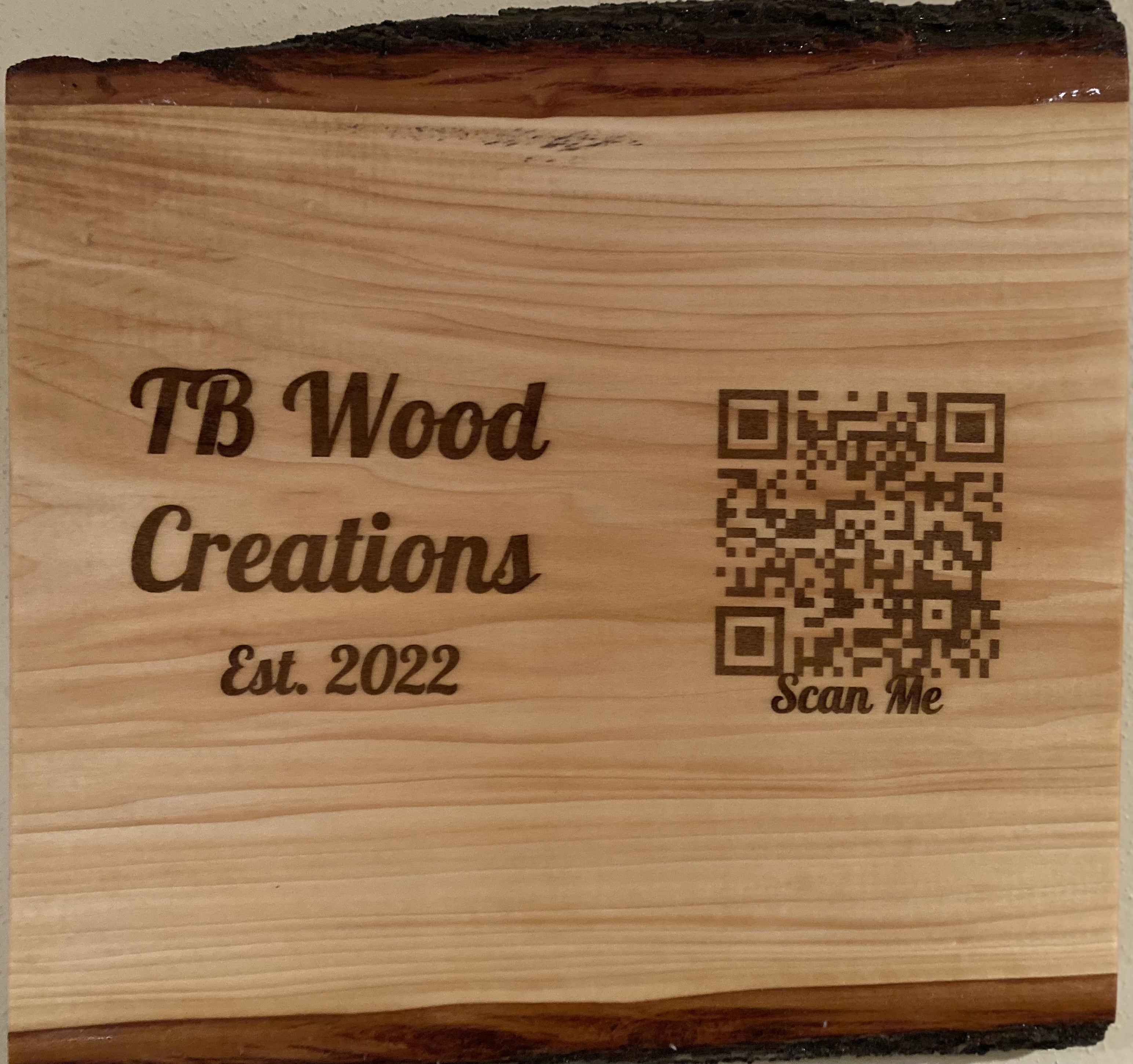 Custom Live Edge Business Sign Panel With QR Code