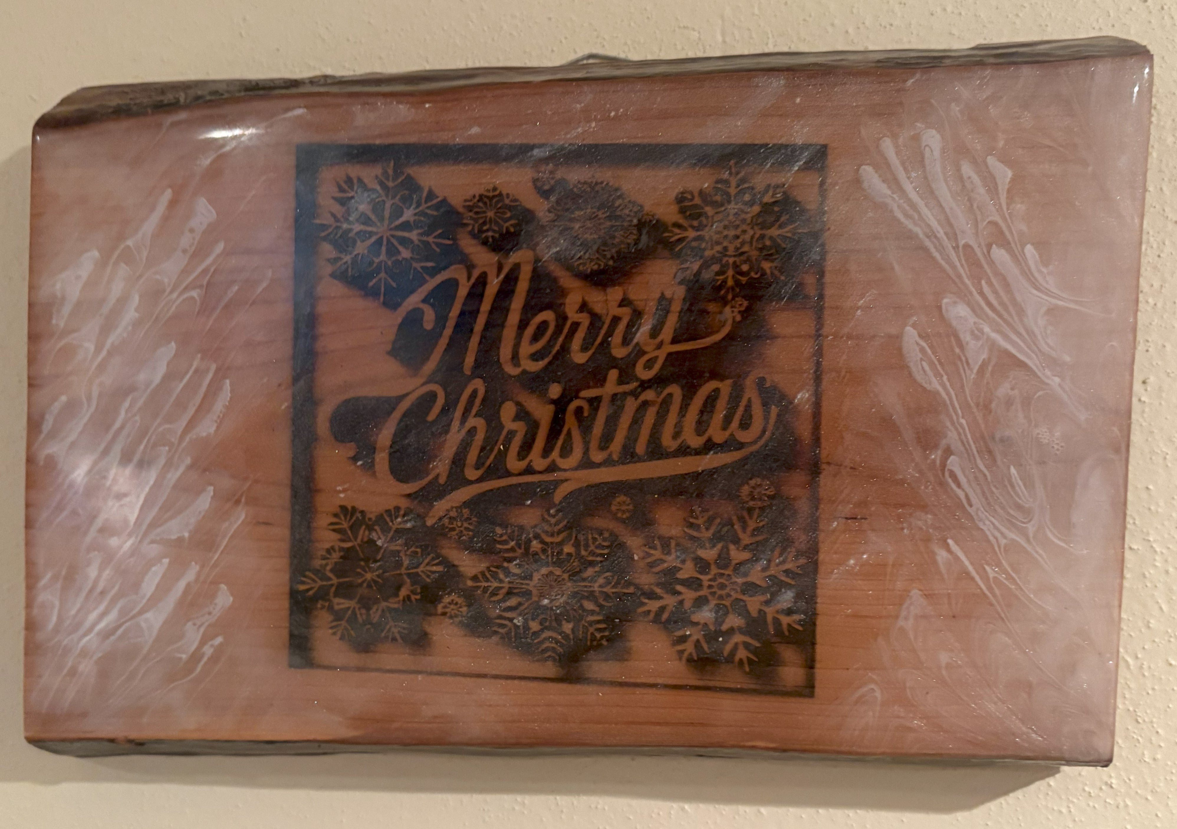 Live Edge Merry Christmas | Engraved Merry Christmas | Engraved Wood Merry Christmas Wall Art