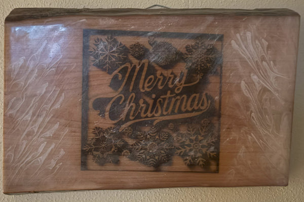 Live Edge Merry Christmas | Engraved Merry Christmas | Engraved Wood Merry Christmas Wall Art