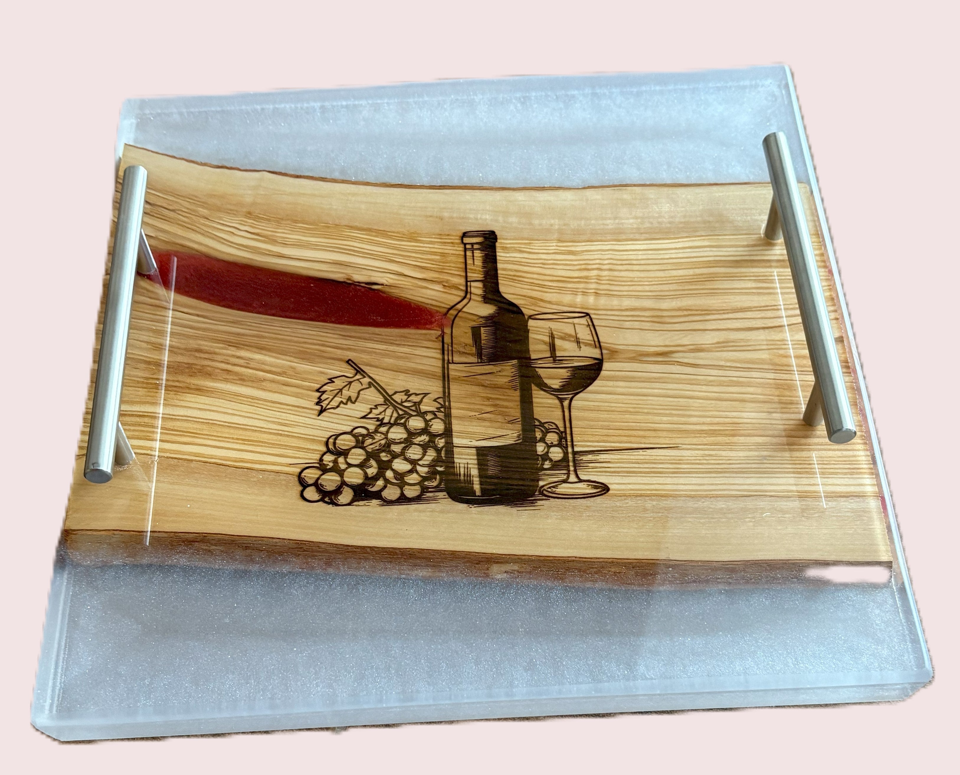 12-inch Charcuterie Board, Serving Tray with Handles, Resin and Hardwood Cheese Board, Kitchen and Dining, Epoxy Resin Art, Gift Idea