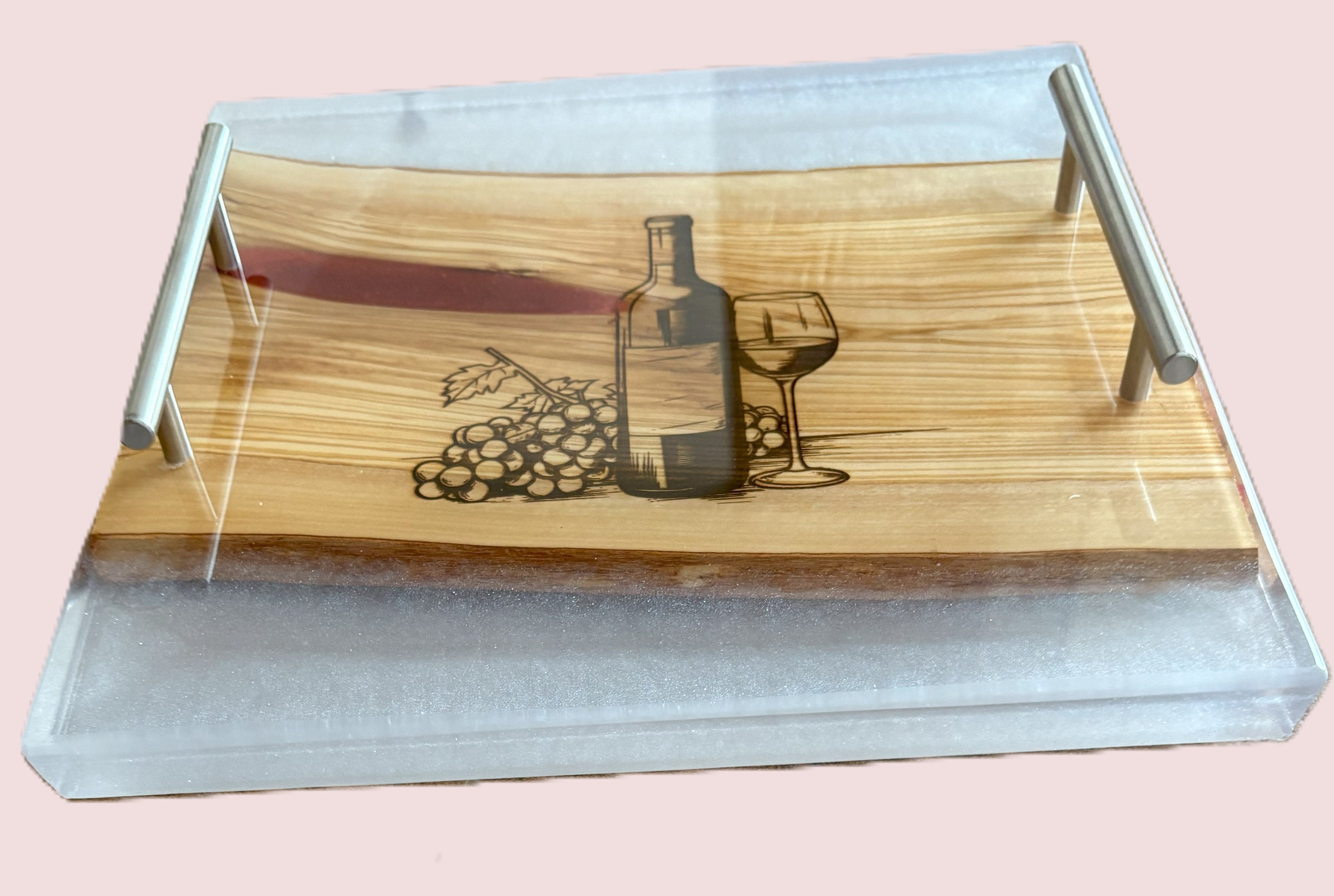 12-inch Charcuterie Board, Serving Tray with Handles, Resin and Hardwood Cheese Board, Kitchen and Dining, Epoxy Resin Art, Gift Idea