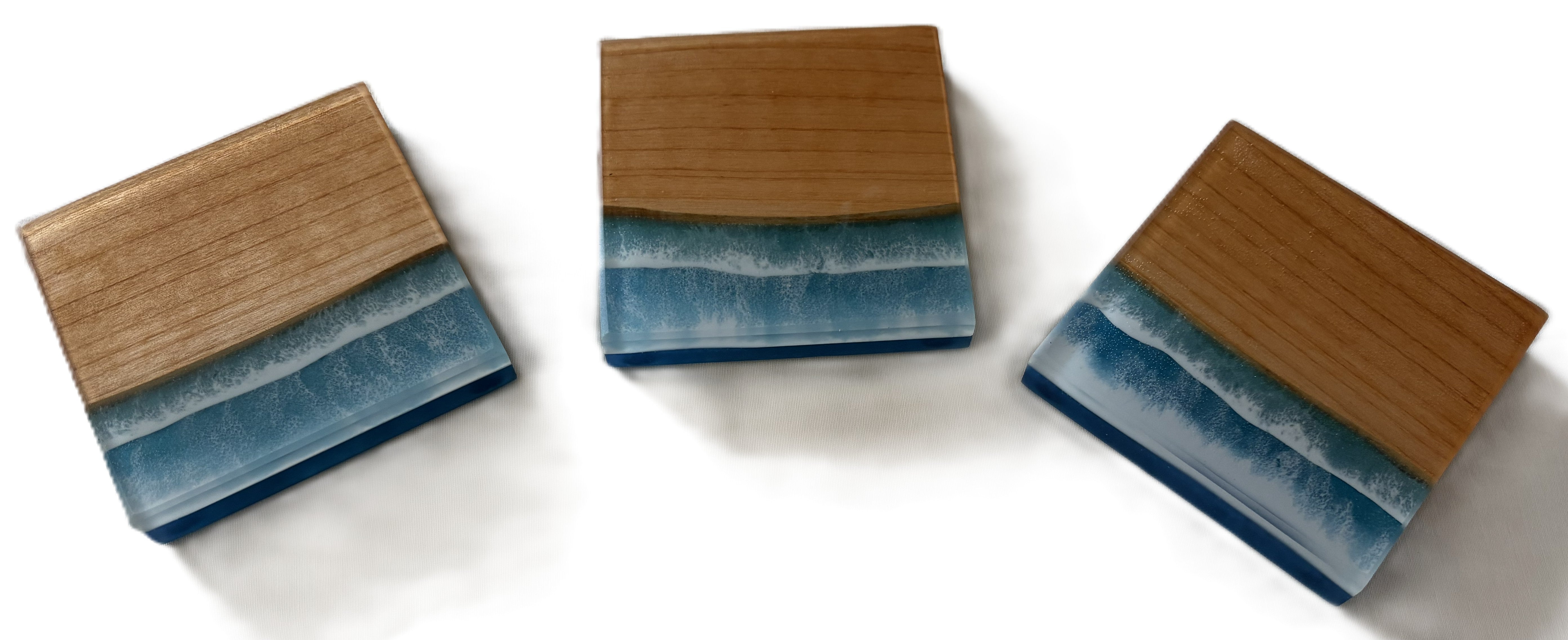 Epoxy and Wood Coasters | Bar Coasters | Home Decor Coasters | Water Scene Coasters | River Coasters