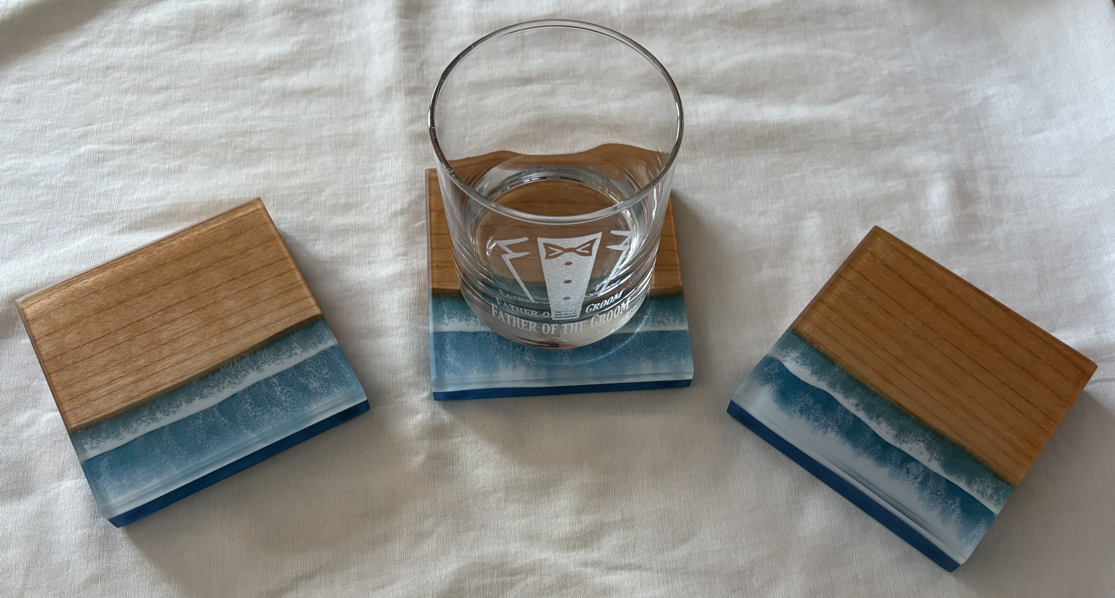 Epoxy and Wood Coasters | Bar Coasters | Home Decor Coasters | Water Scene Coasters | River Coasters