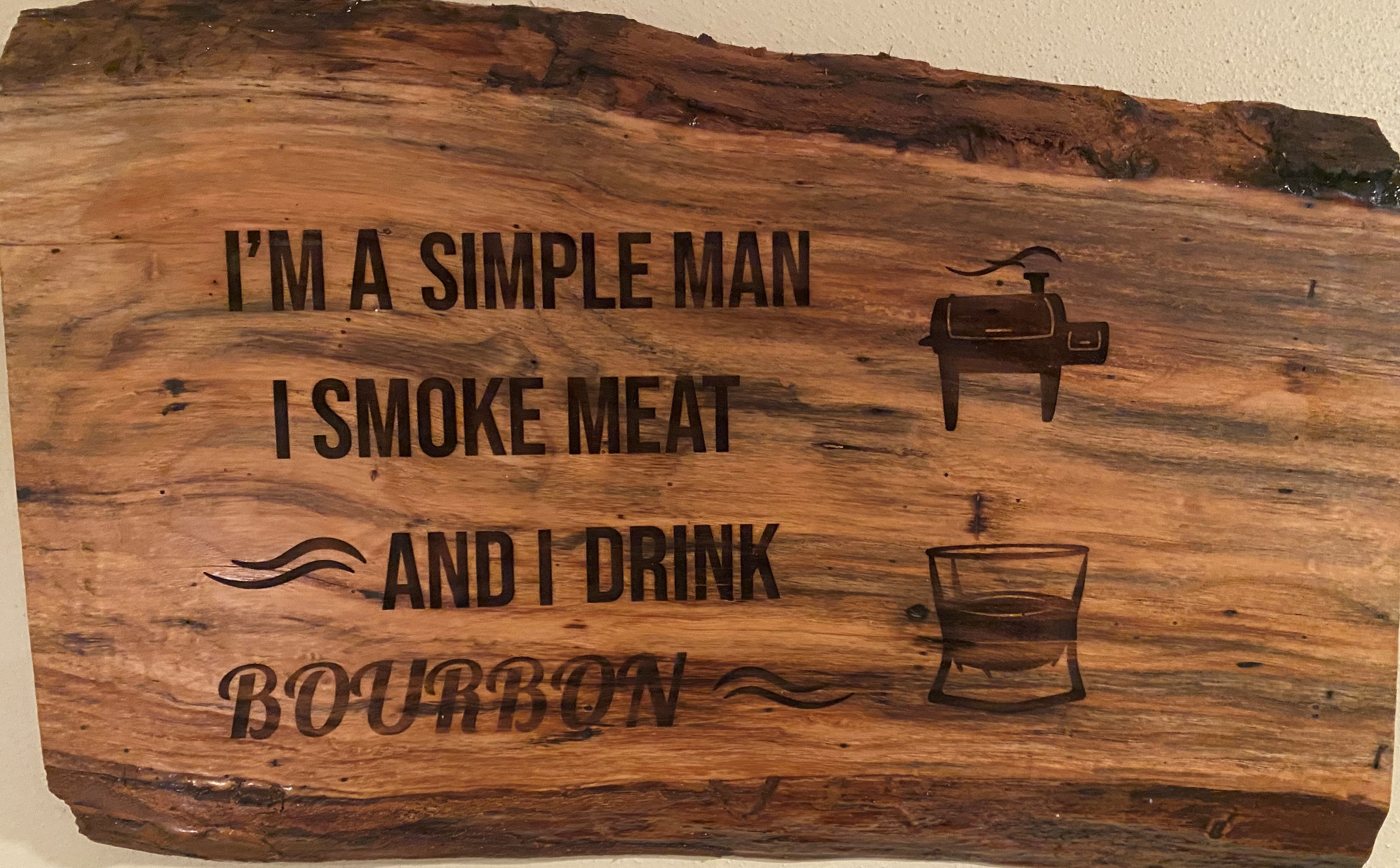 Bourbon Wall Art | I Smoke Meat and Drink Bourbon | Bourbon Happy Place | Custom Bar Wall Art