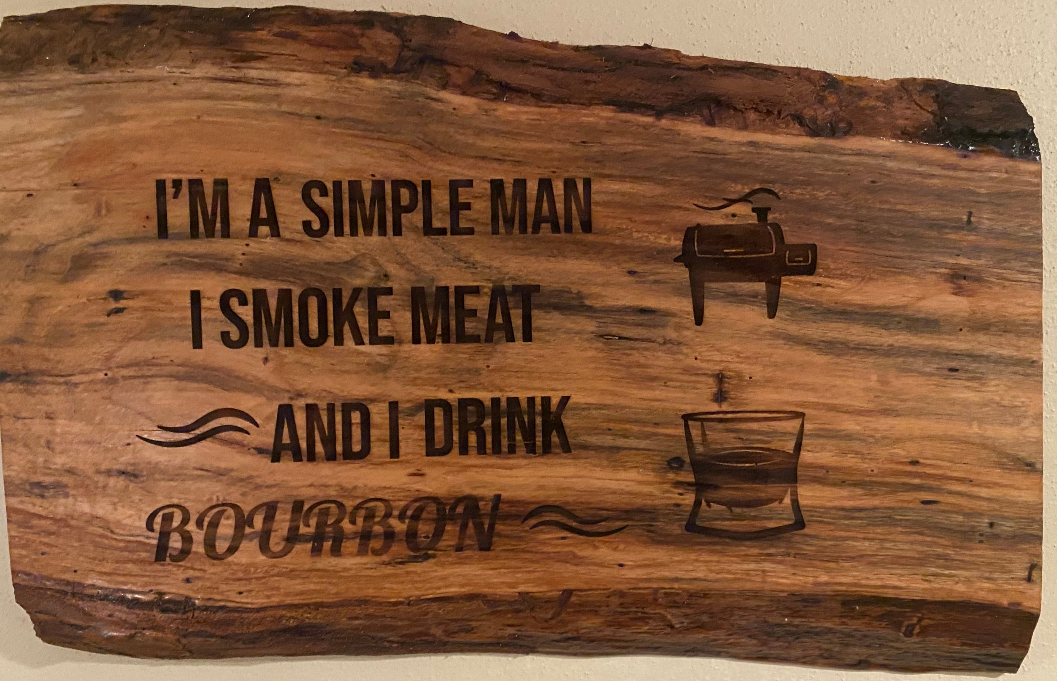 Bourbon Wall Art | I Smoke Meat and Drink Bourbon | Bourbon Happy Place | Custom Bar Wall Art