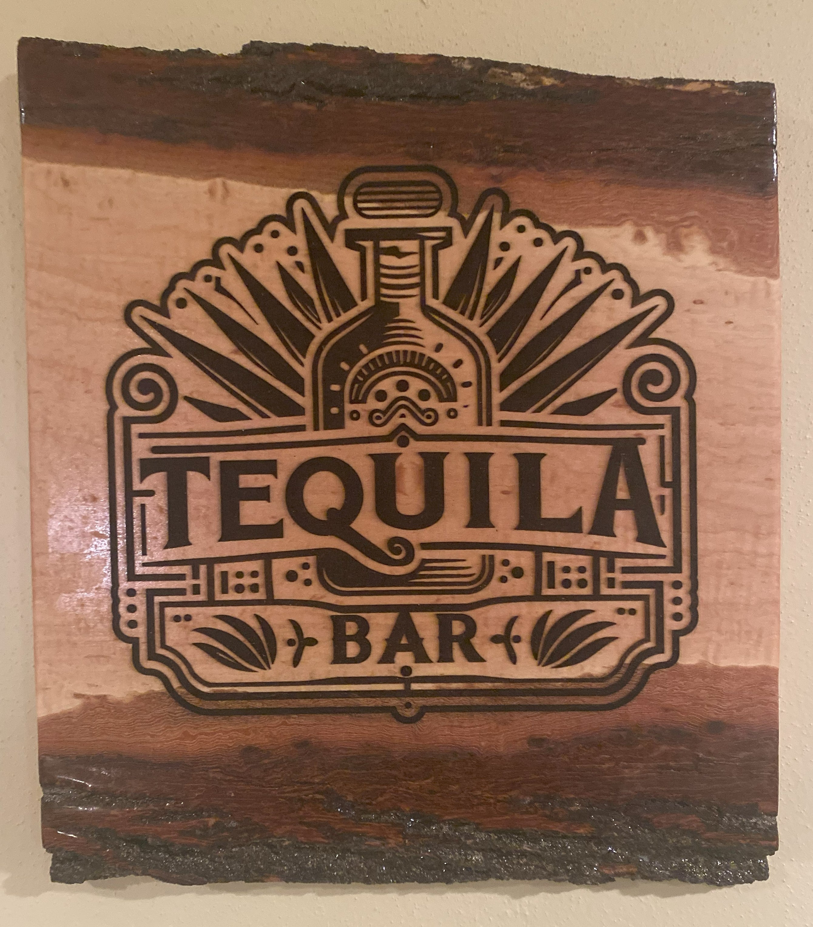 Tequila Bar | Engraved Tequila Live Edge | Tequila Wall Art