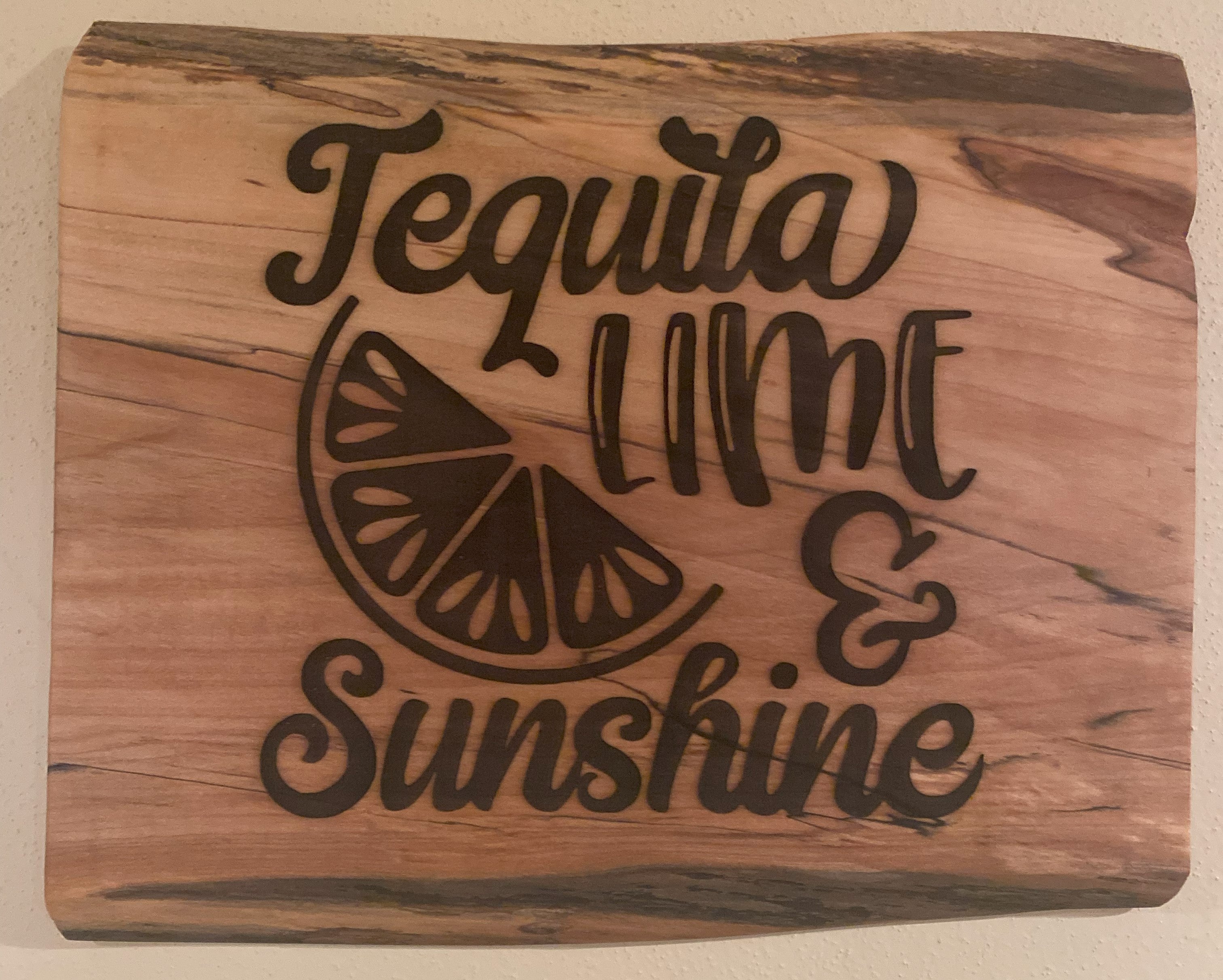 Tequila Bar | Engraved Tequila Live Edge | Tequila Wall Art