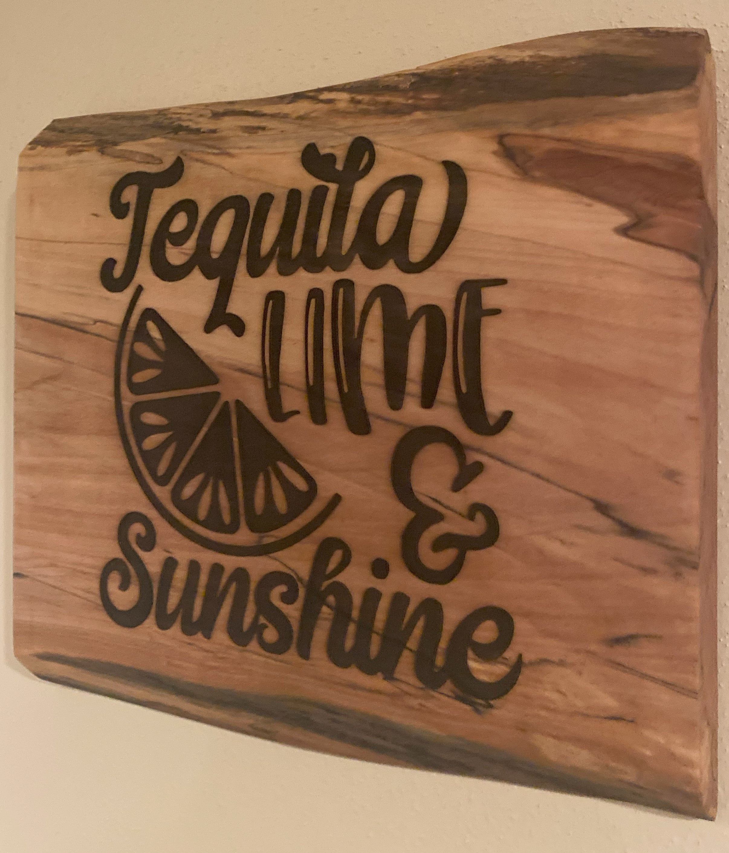 Tequila Bar | Engraved Tequila Live Edge | Tequila Wall Art