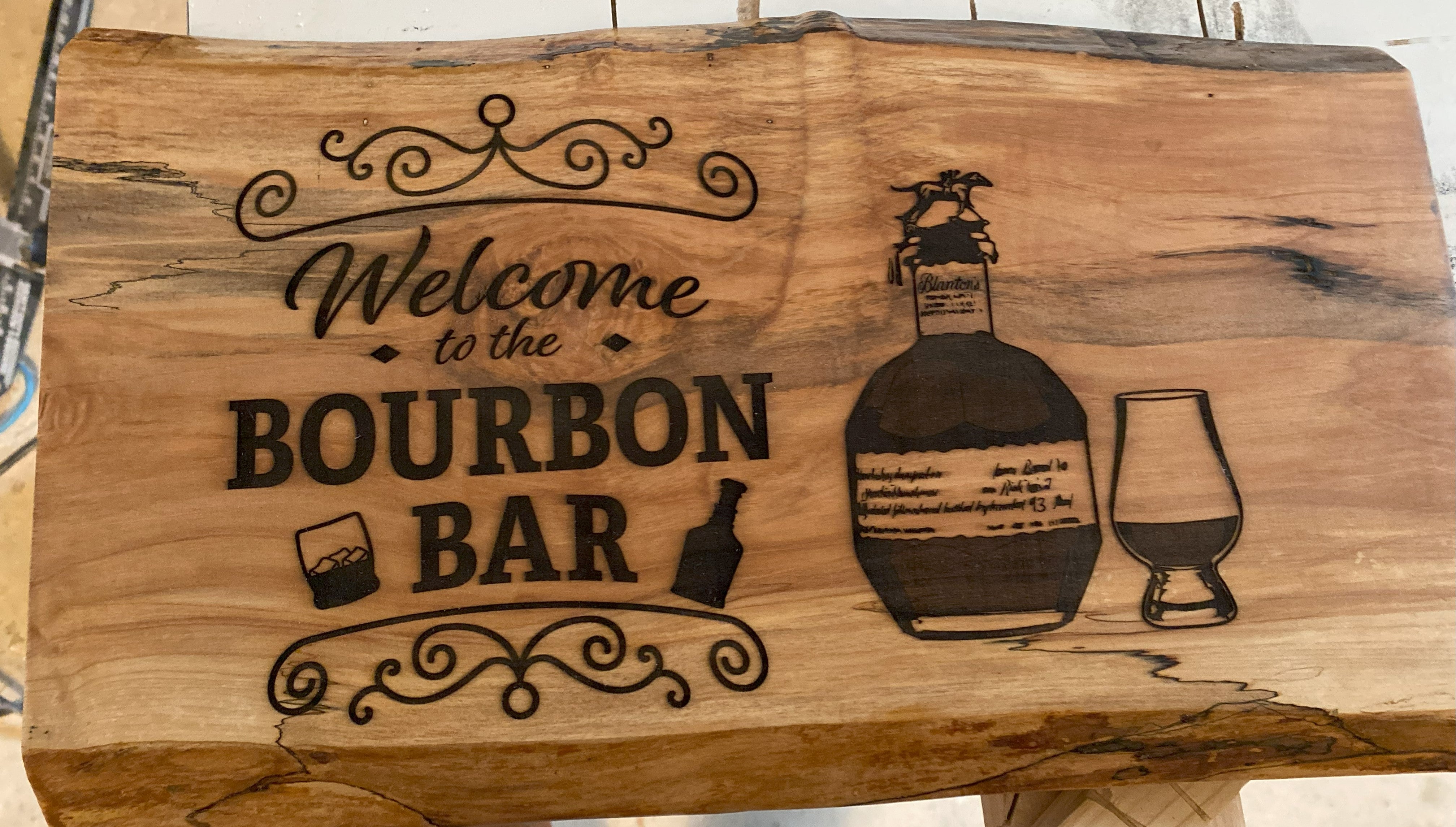 Bourbon Sign | Welcome to the Bourbon Bar | Live Edge Sign | Custom Bar Sign | Wall Art