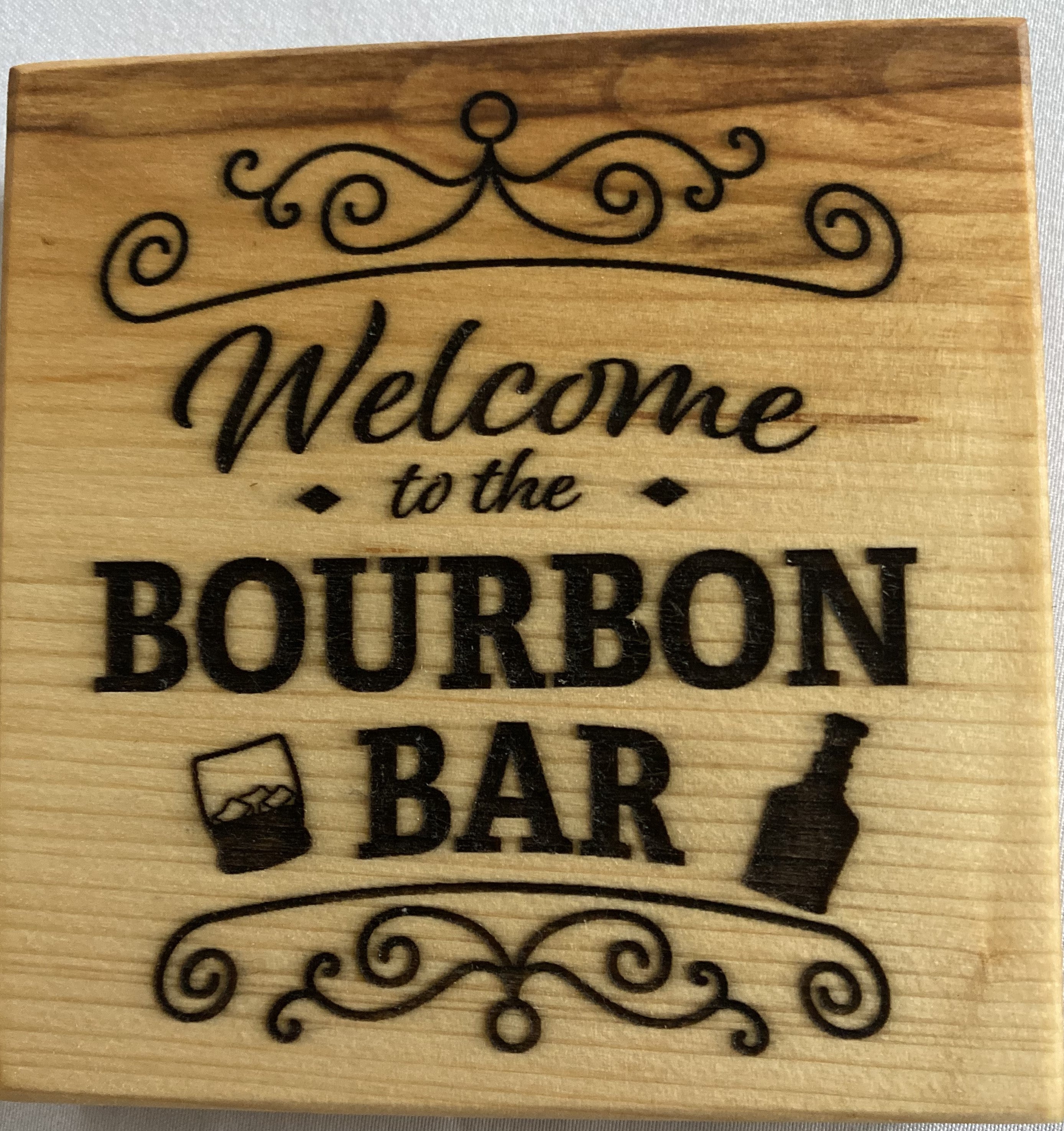 4" x 4" Welcome to the Bourbon Bar Wood Coasters