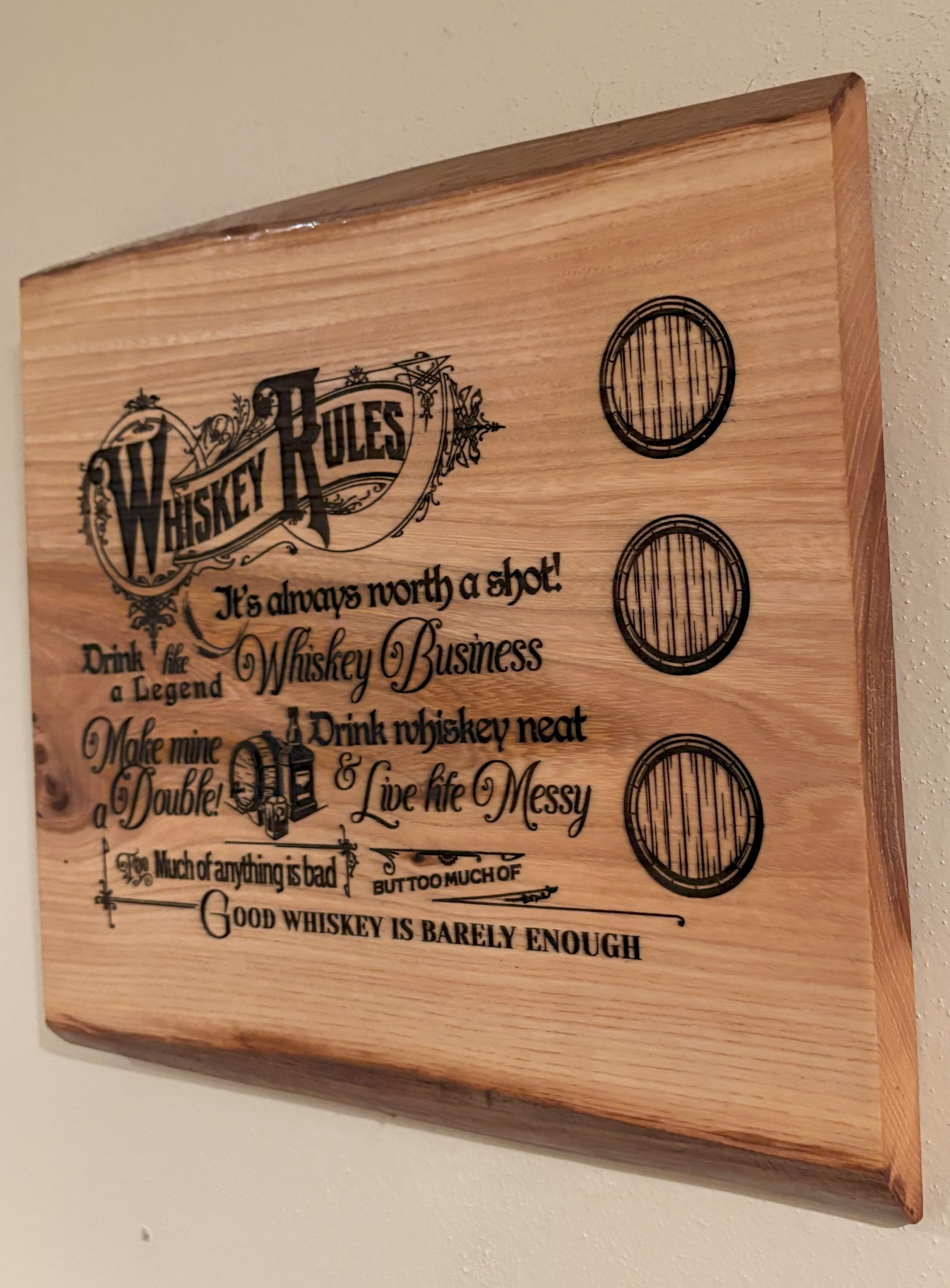 Whiskey Rules | Engraved Whiskey Live Edge | Live Edge Whiskey Wall Art