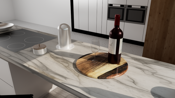 12" Wood & Epoxy Lazy Susan with Embedded Flowers or Wine Corks, Rotating Charcuterie Board, Table Centerpiece for Kitchen or Dining Room