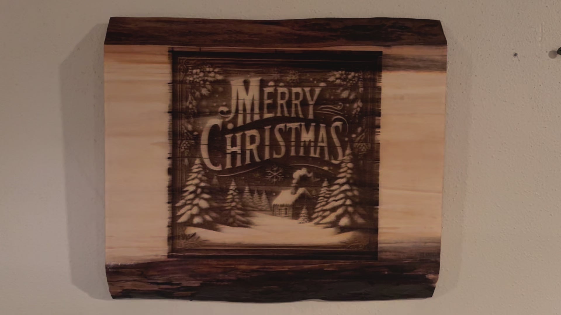 Live Edge Merry Christmas | Engraved Merry Christmas | Engraved Wood Merry Christmas Wall Art