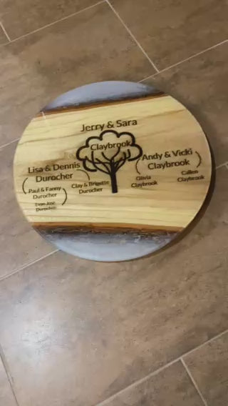 12" or 18" Custom Wedding Wood & Epoxy Lazy Susan with Epoxy River, Rotating Charcuterie Board, Table Centerpiece for Kitchen or Dining Room, Wedding Gift