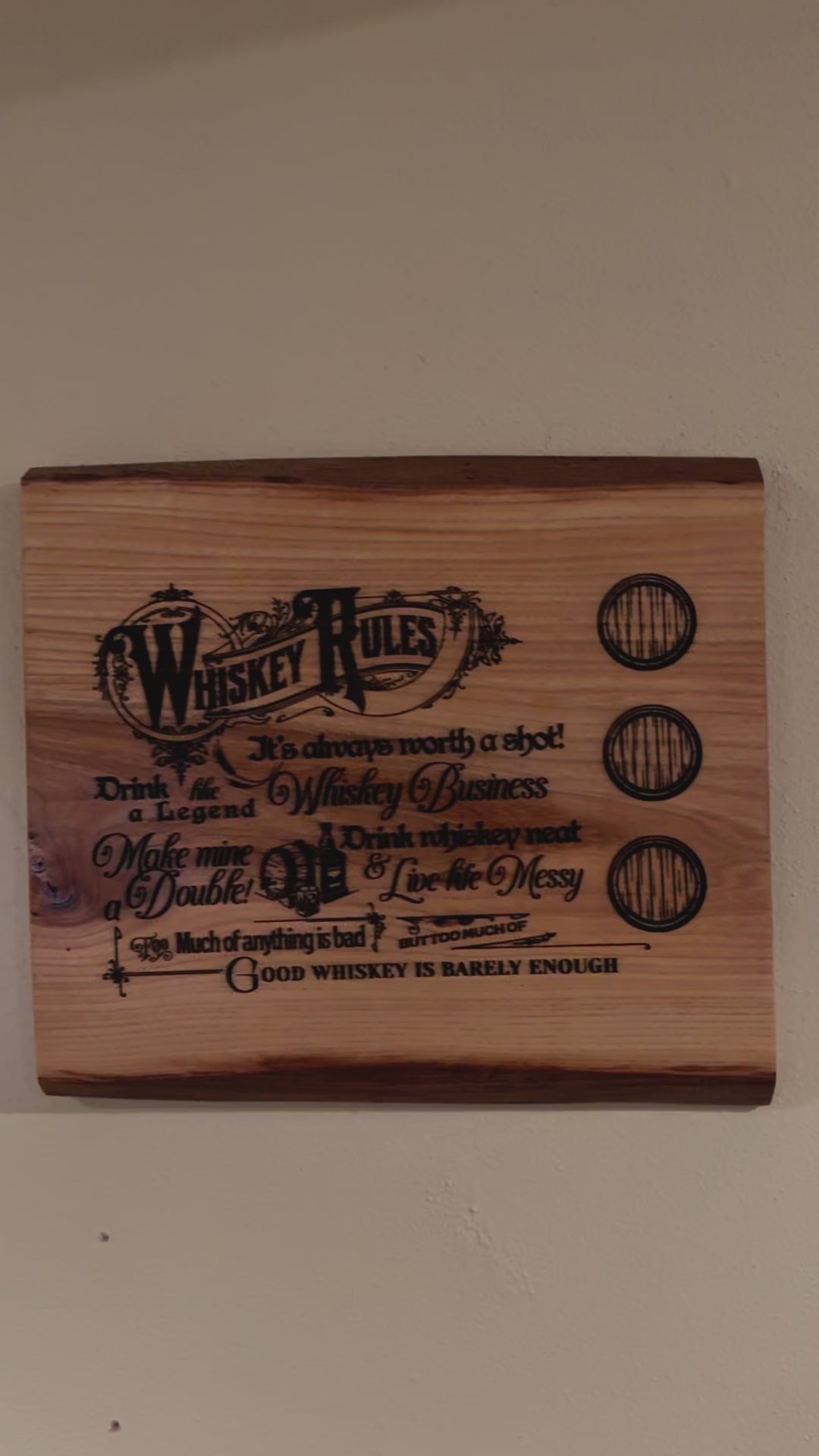 Whiskey Rules | Engraved Whiskey Live Edge | Live Edge Whiskey Wall Art