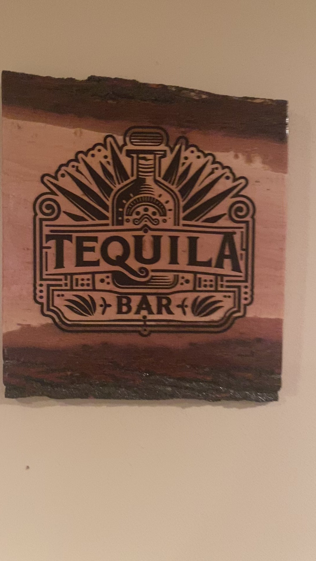 Tequila Bar | Engraved Tequila Live Edge | Tequila Wall Art